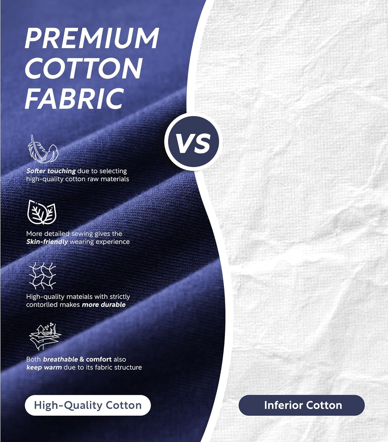 DAVID ARCHY Mens Pajamas Set Soft Cotton Notched Collar Pajamas for Men Long Sleeve Mens Sleepwear with Pockets & Front Fly