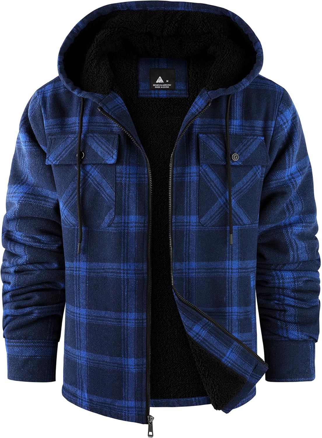GEEK LIGHTING Men's Flannel Shirts Jacket Sherpa Lined Fleece Plaid Hoodie Long Sleeve Winter Warm Coat