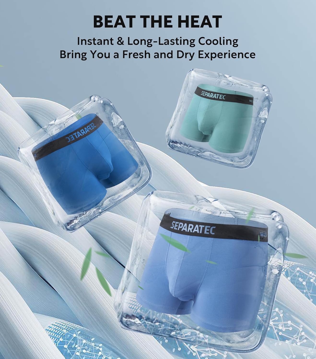 Separatec Dual Pouch Mens Underwear Breathable Cooling Rayon Made from Bamboo Underwear Men, Boxer Briefs and Trunks 7 Pack
