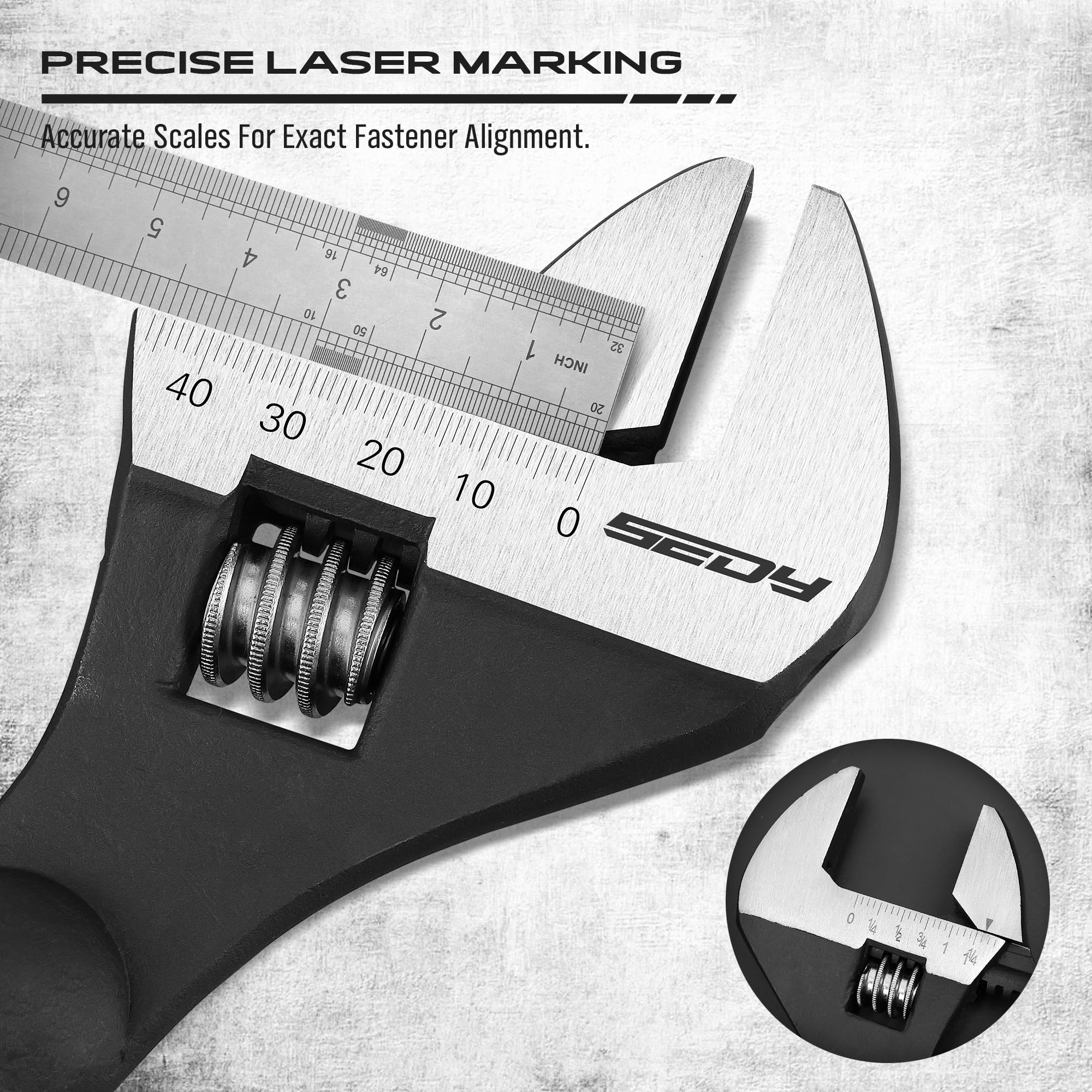 Adjustable Wrench Set Wrenches Sets: 4-Piece 6, 8, 10, 12 Inch Chrome Vanadium Steel Corrosion-Resistant Black Oxide Finish for Automotive Plumbing and Household Repairs