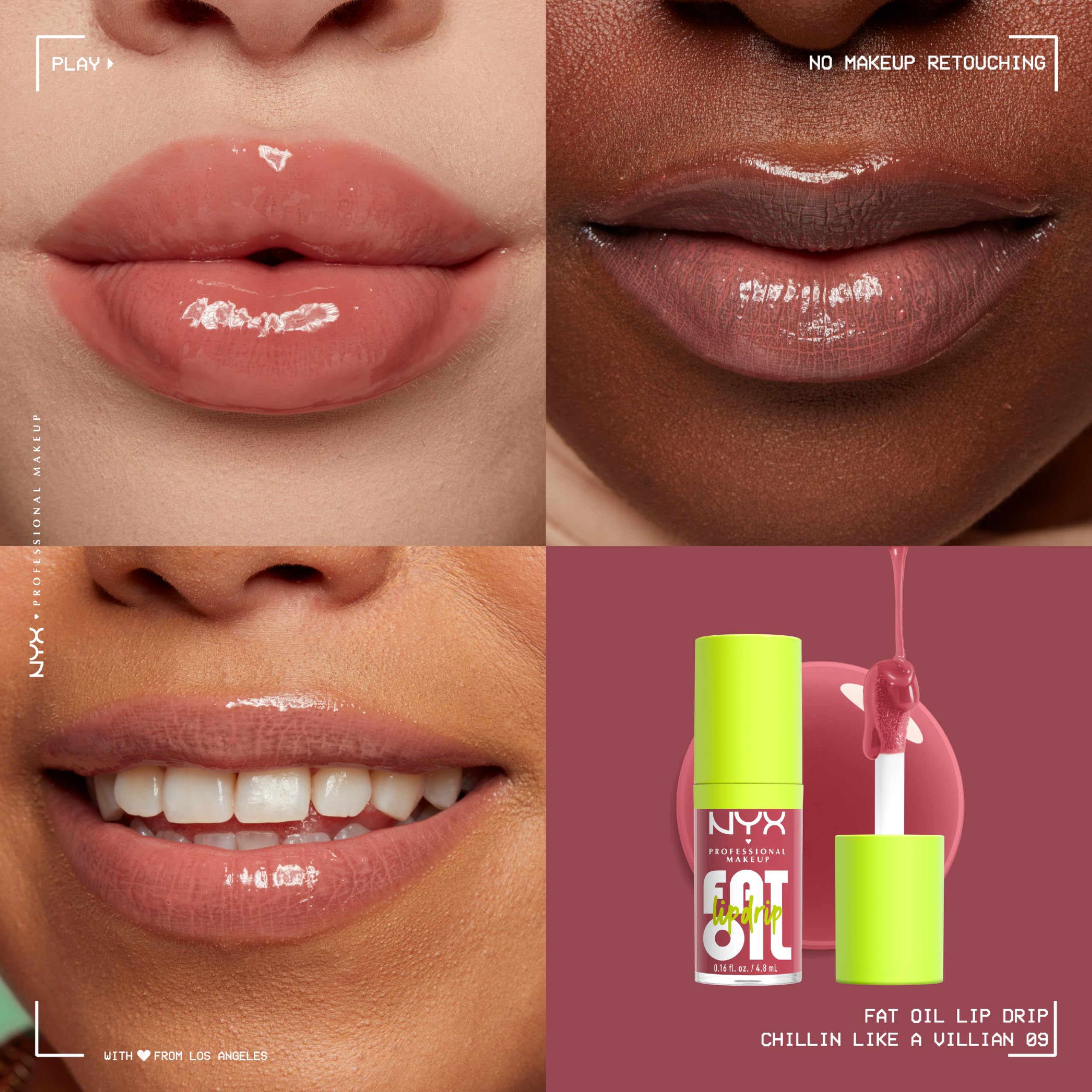 NYX PROFESSIONAL MAKEUP Fat Oil Lip Drip, Moisturizing Lip Oil Gloss, Vegan Tinted Formula, Up to 12 HR Hydration - Missed Call (Sheer Pink)