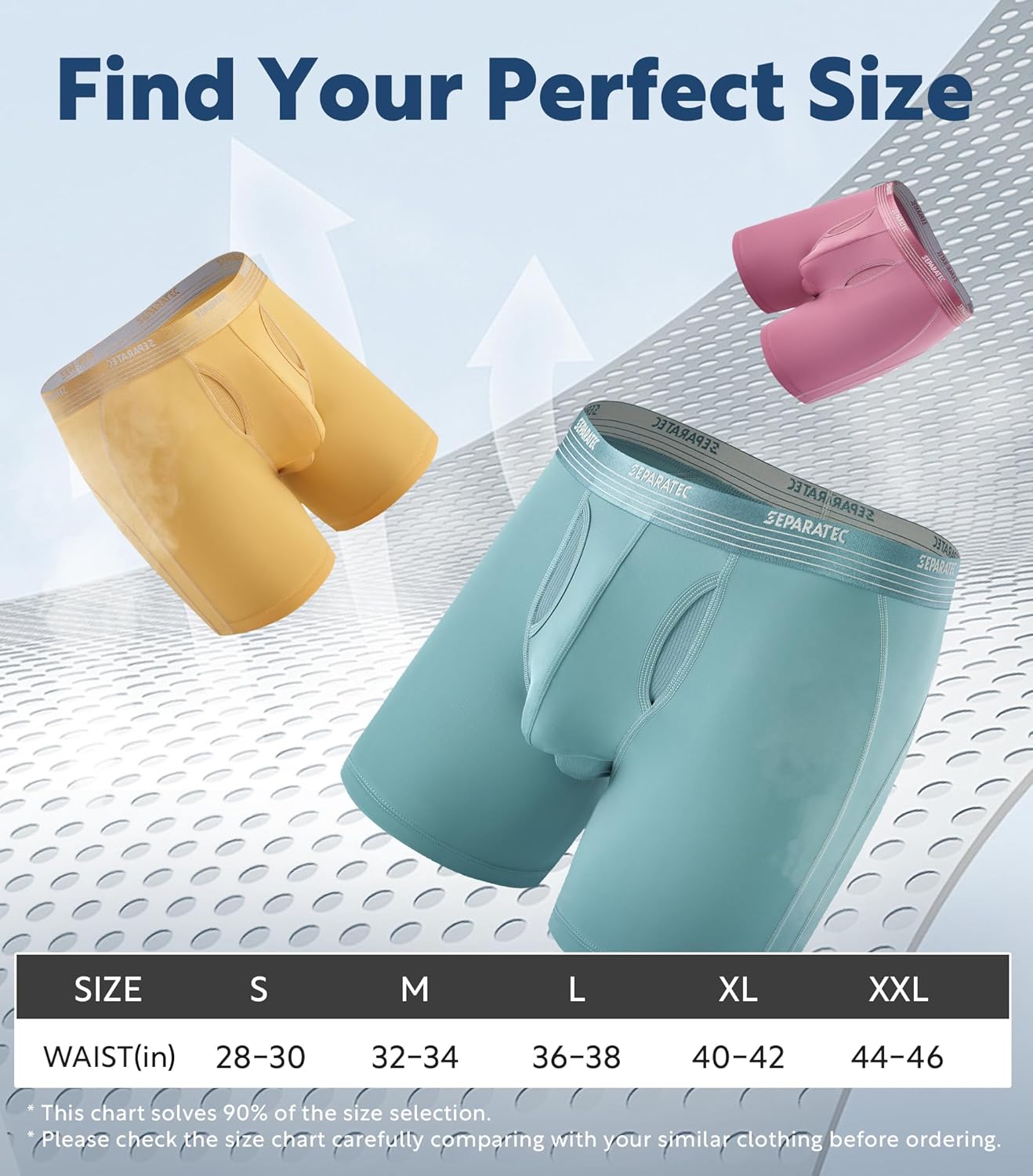 Separatec Mens Underwear with Pouch for balls Anti Chafing Underwear Men Athletic Sport Performance Long Boxer Briefs 3 Pack