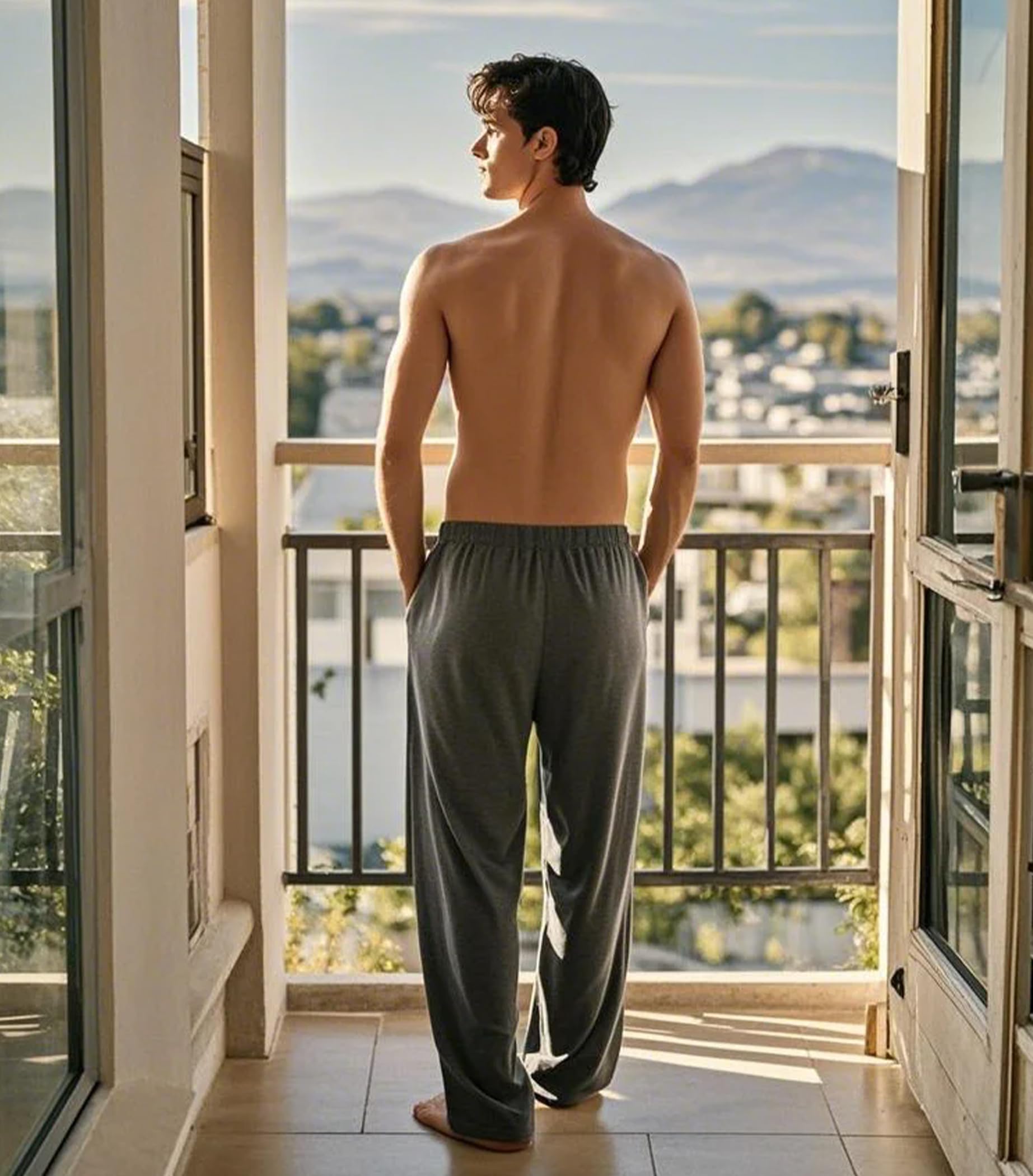 DAVID ARCHY Mens Pajama Pants Bamboo Rayon Lightweight Sleep Bottoms, Breathable Lounge Pants with Pockets Comfy PJs, 2 Pack