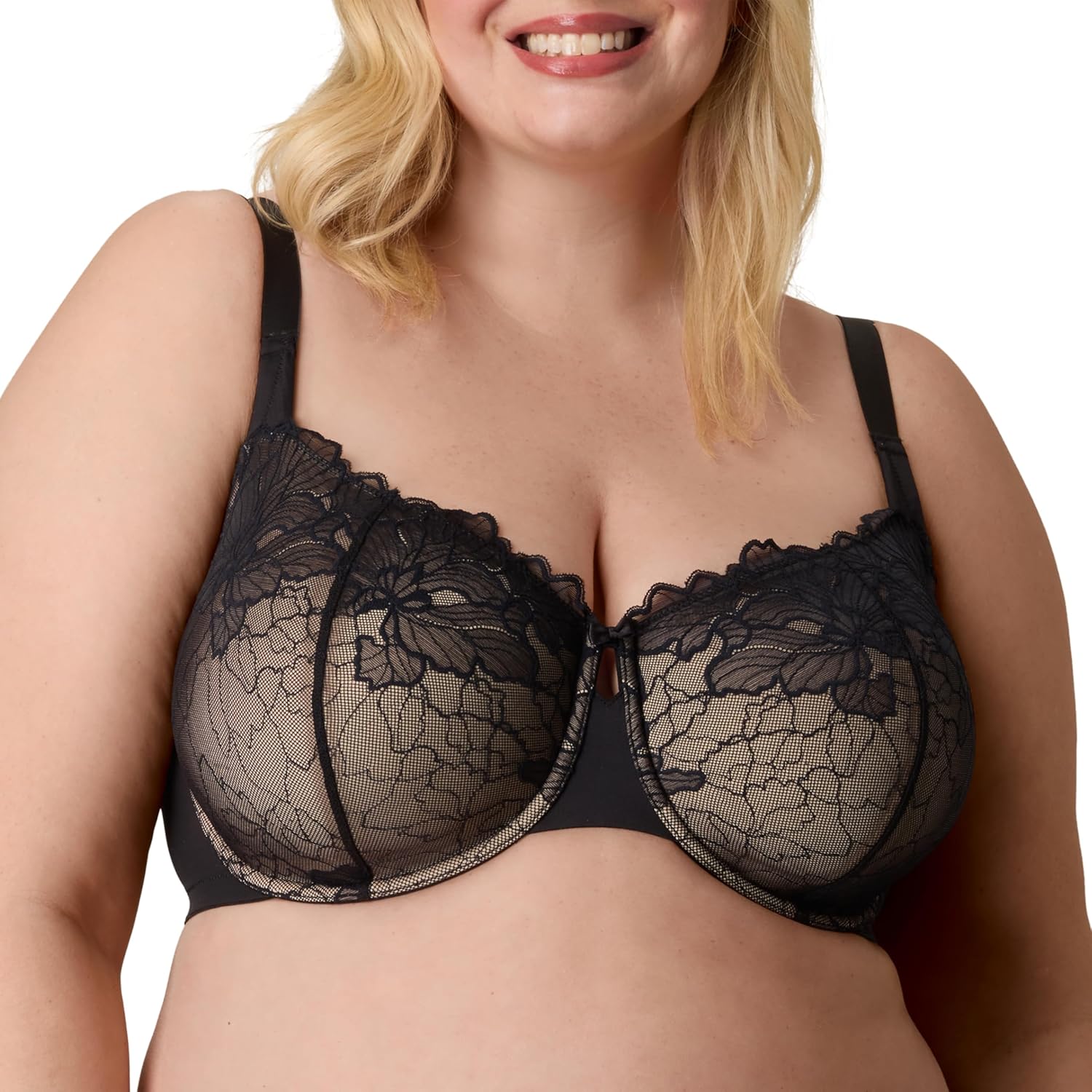 PLAYTEX Womens Balconette Underwire Bra, Plus-Size Bras Available, Full Coverage, Convertible Straps, Lace, 4800