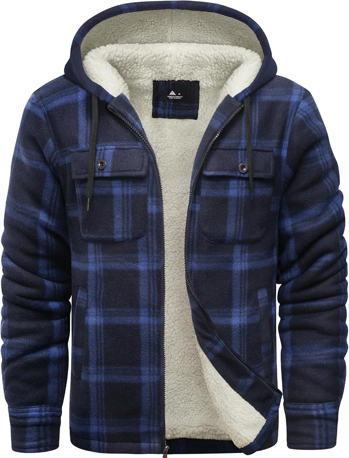 GEEK LIGHTING Men's Flannel Shirts Jacket Sherpa Lined Fleece Plaid Hoodie Long Sleeve Winter Warm Coat