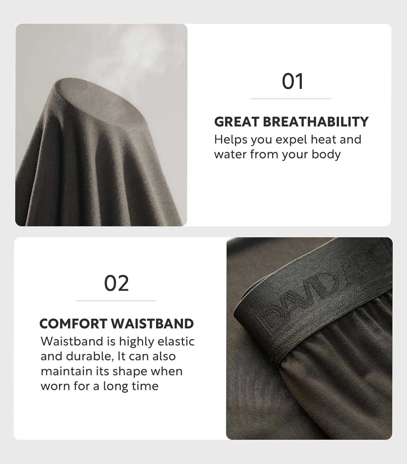 DAVID ARCHY Men's Briefs Modal No Fly Underwear Support Pouch Soft Comfort Briefs for Men 4 Pack