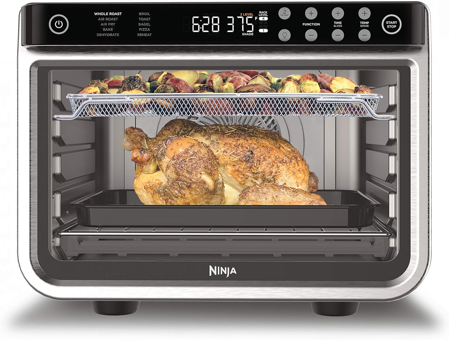 Ninja Air Fryer & Toaster Oven | Prestige Smart XL Countertop Oven | Bakes up to 20 Cookies, Fits up to a 12lb Turkey | Pizza, Toast, Bake, Air Fry & Reheat | 1800 Watts | Stainless Steel | DT501