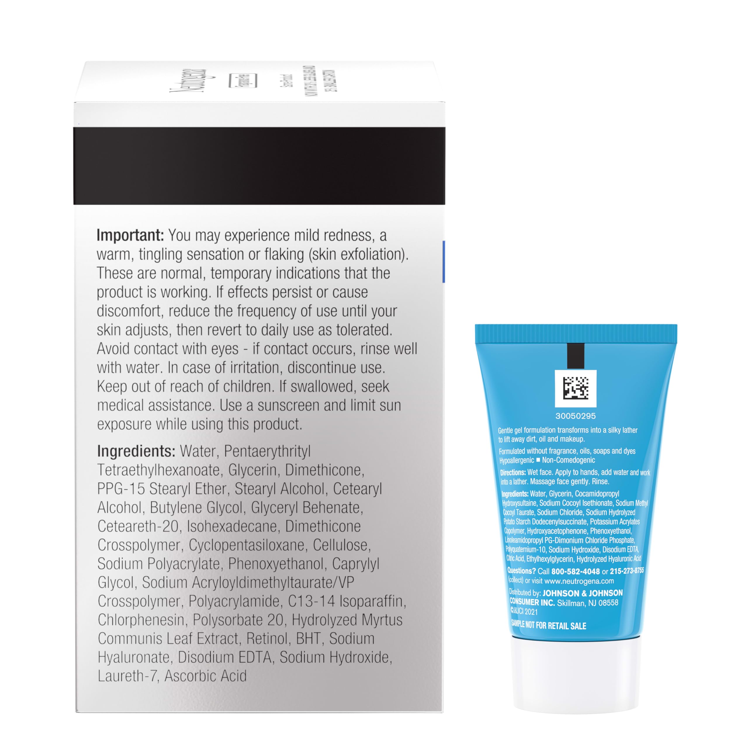 Neutrogena Rapid Wrinkle Repair Retinol Face Moisturizer, Fragrance Free, Anti-Aging Face Cream with Retinol & Hyaluronic Acid, 1.7 oz + Trial Size Hydro Boost Facial Cleanser, 0.5 fl. oz