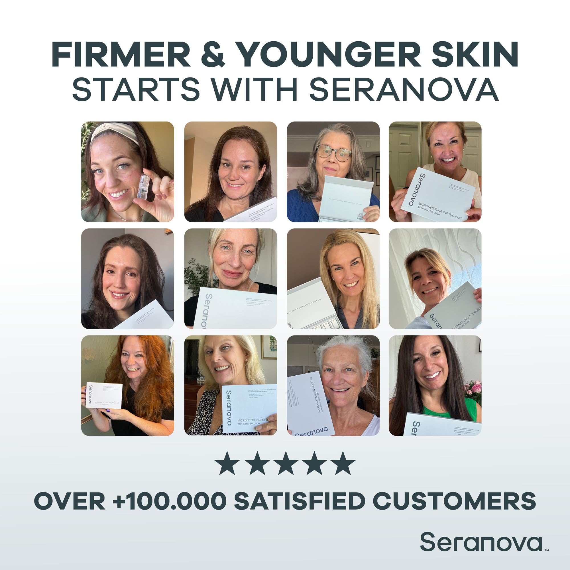 Seranova - Micro Infusion for Skin Care – with Collagen Peptides & Hyaluronic Acid, Face Serum and Stamp 0.05mm - 3 Month Supply