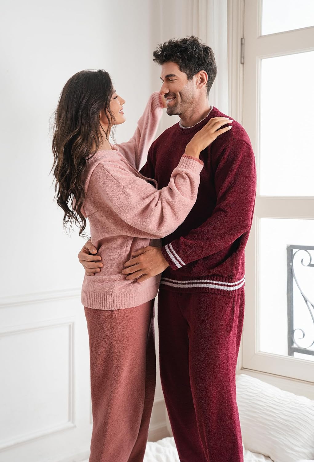 DAVID ARCHY Mens Pajamas Set Ultra-Soft Fleece Pajamas Warm Sleepwear Long Sleeve Lounge Set with Pockets