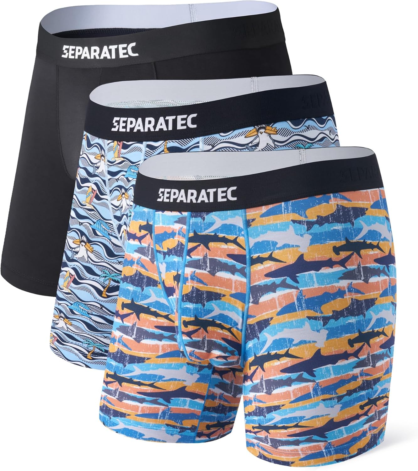 Separatec Mens Underwear with Pouch Moisture Wicking Dual Pouch Boxer Briefs Rayon From Bamboo Underwear Men, Halloween Theme