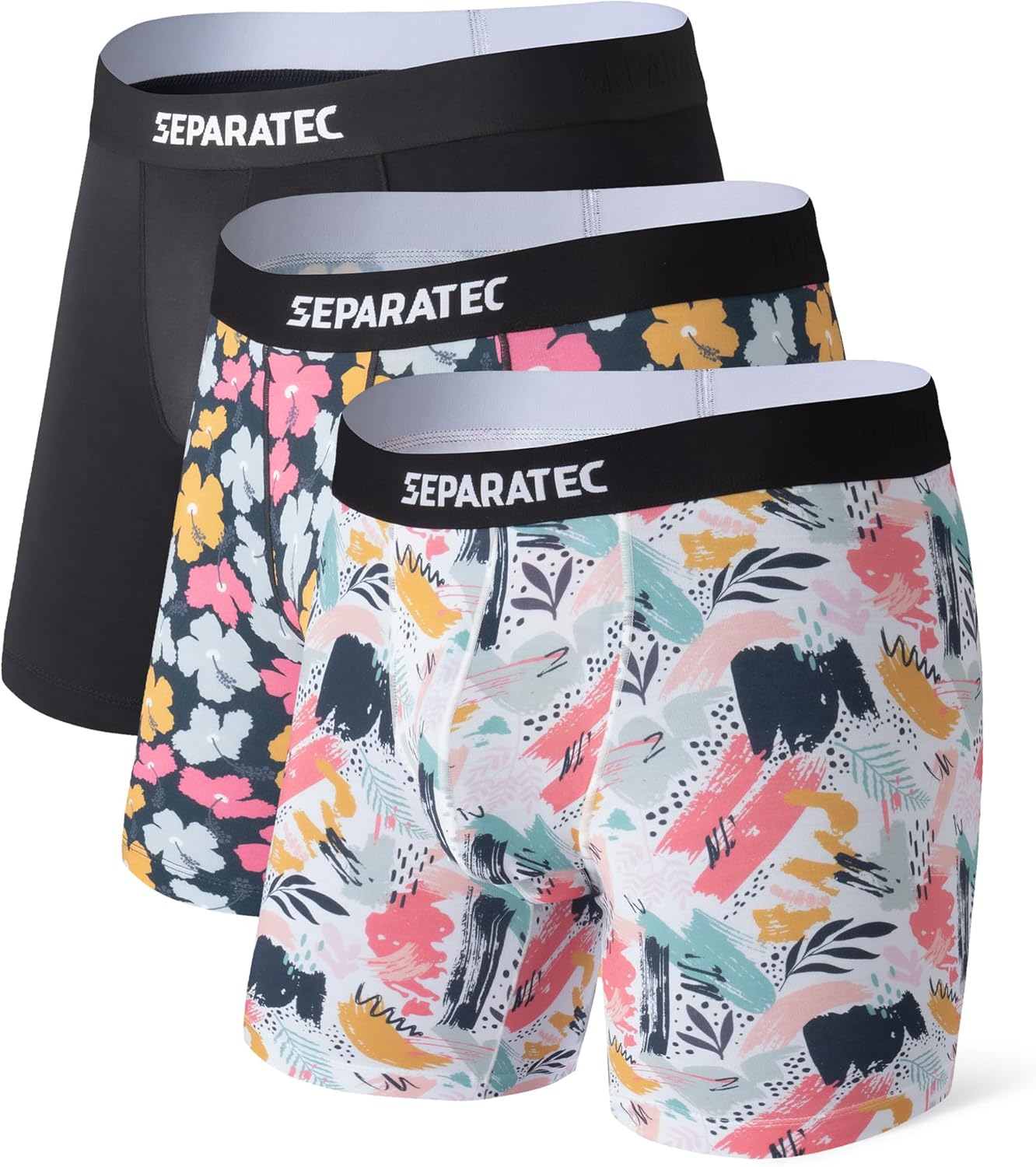 Separatec Mens Underwear with Pouch Moisture Wicking Dual Pouch Boxer Briefs Rayon From Bamboo Underwear Men, Halloween Theme