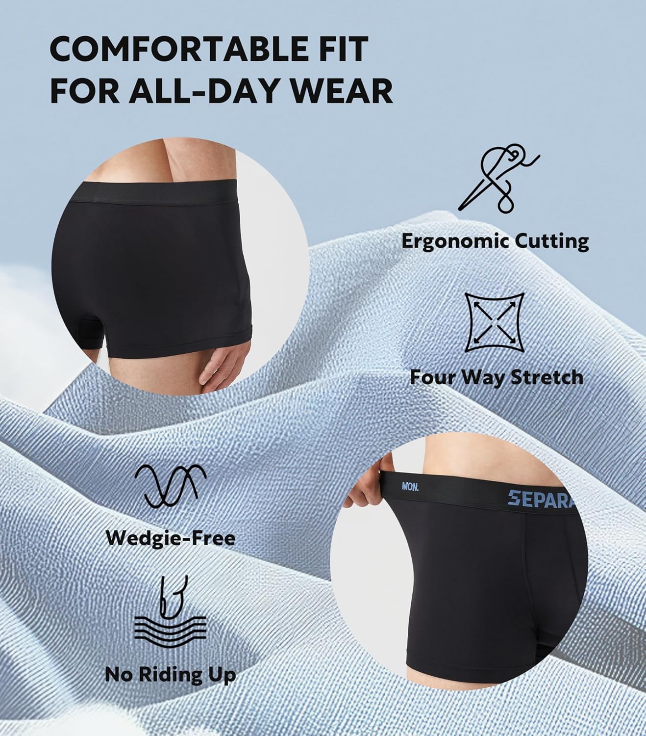 Separatec Dual Pouch Mens Underwear Breathable Cooling Rayon Made from Bamboo Underwear Men, Boxer Briefs and Trunks 7 Pack