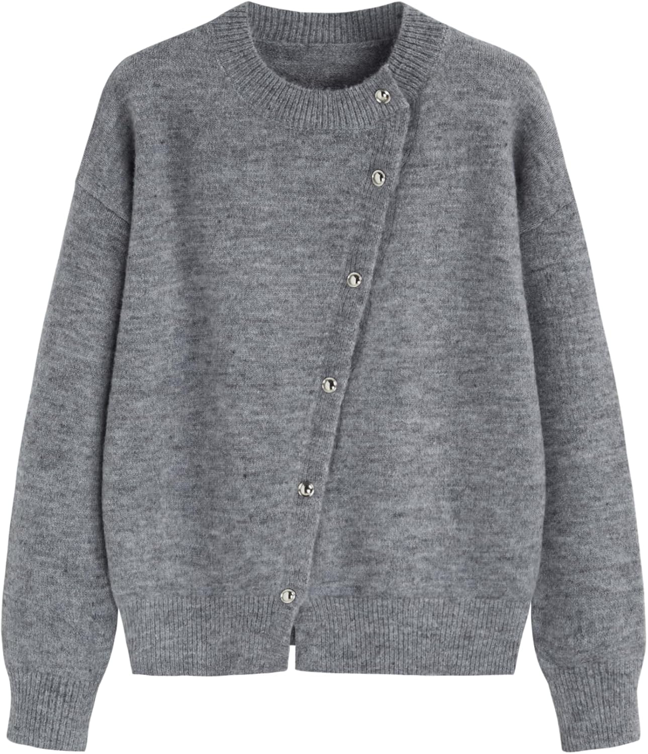 CIDER Womens Knit Cardigan Trendy Crew Neck Button Down Long Sleeve Cozy Fall Fashion Sweater Loose Fit Wool Top