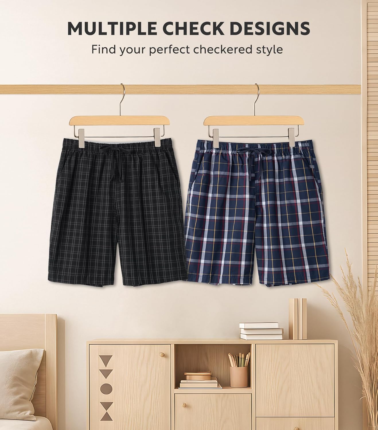 DAVID ARCHY Mens Pajama Pants Soft Cotton Plaid Sleepwear, Comfy Lounge Woven Pajamas Bottoms PJ Pant for Men, 3 pack