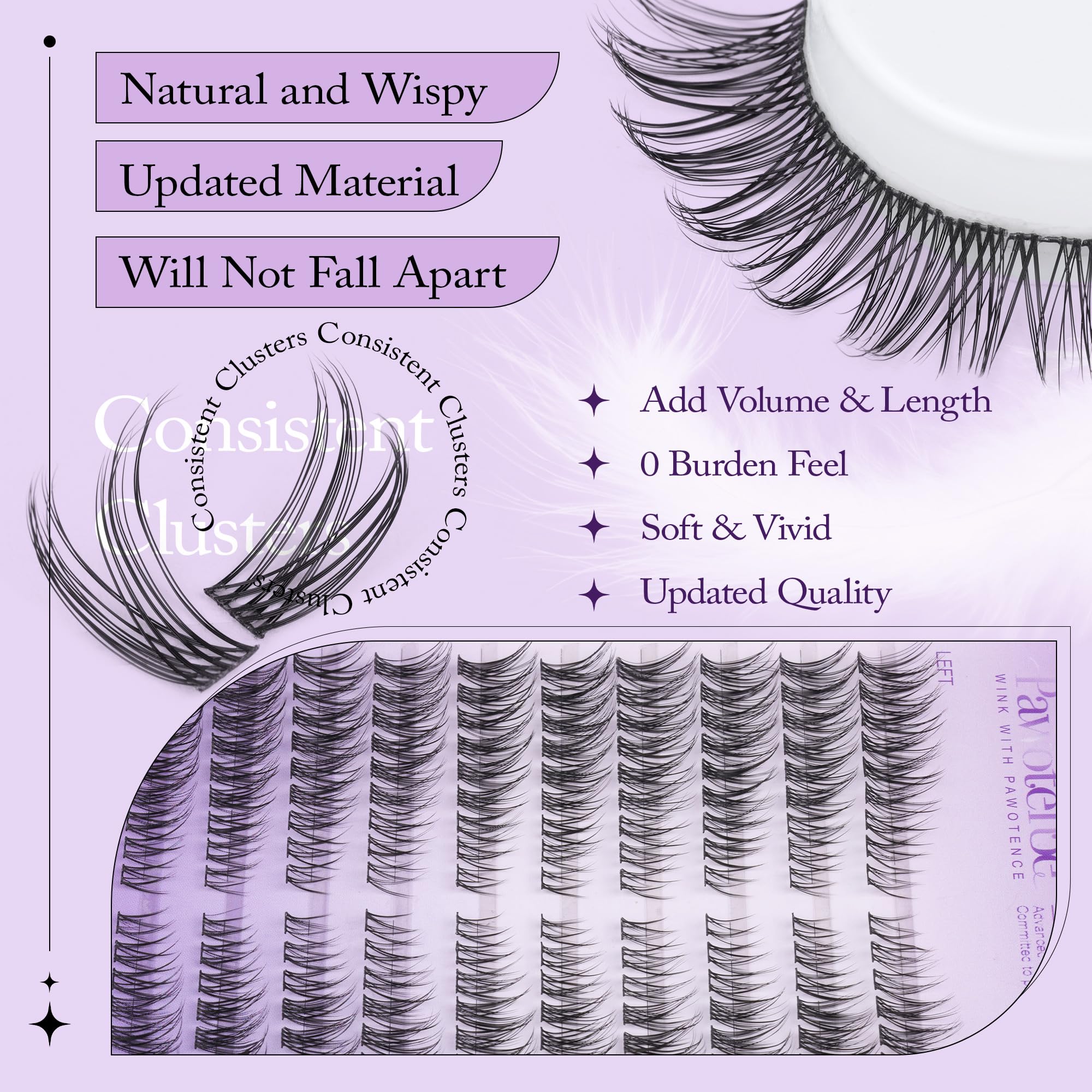 Pawotence Lash Extension Kit DIY 280pcs Lash Clusters Eyelash Extension Kit, 9-16mm 30D 40D Individual Lashes Kit with Lash Bond and Seal, Lash Tweezers for Self Use (30D&40D, 0.07D, 9-16mm, Kit)