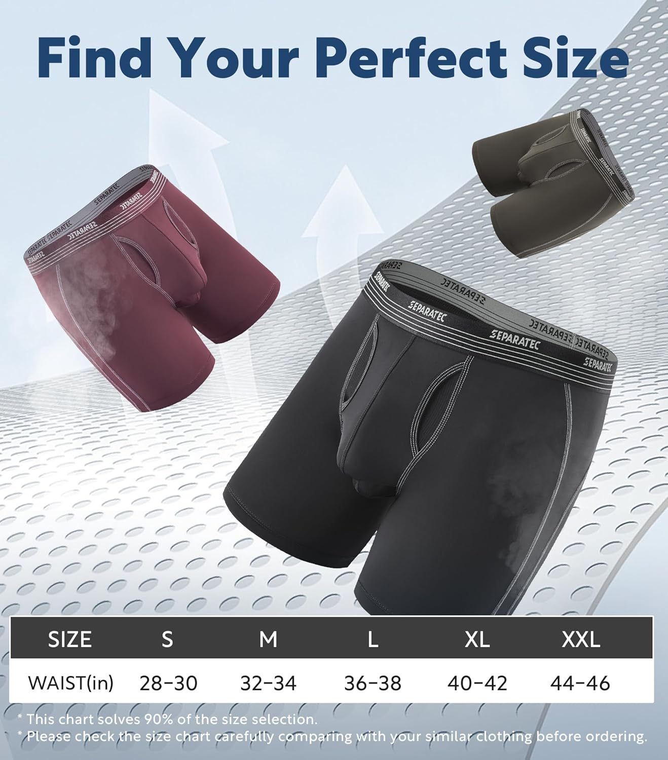 Separatec Mens Underwear with Pouch for balls Anti Chafing Underwear Men Athletic Sport Performance Long Boxer Briefs 3 Pack