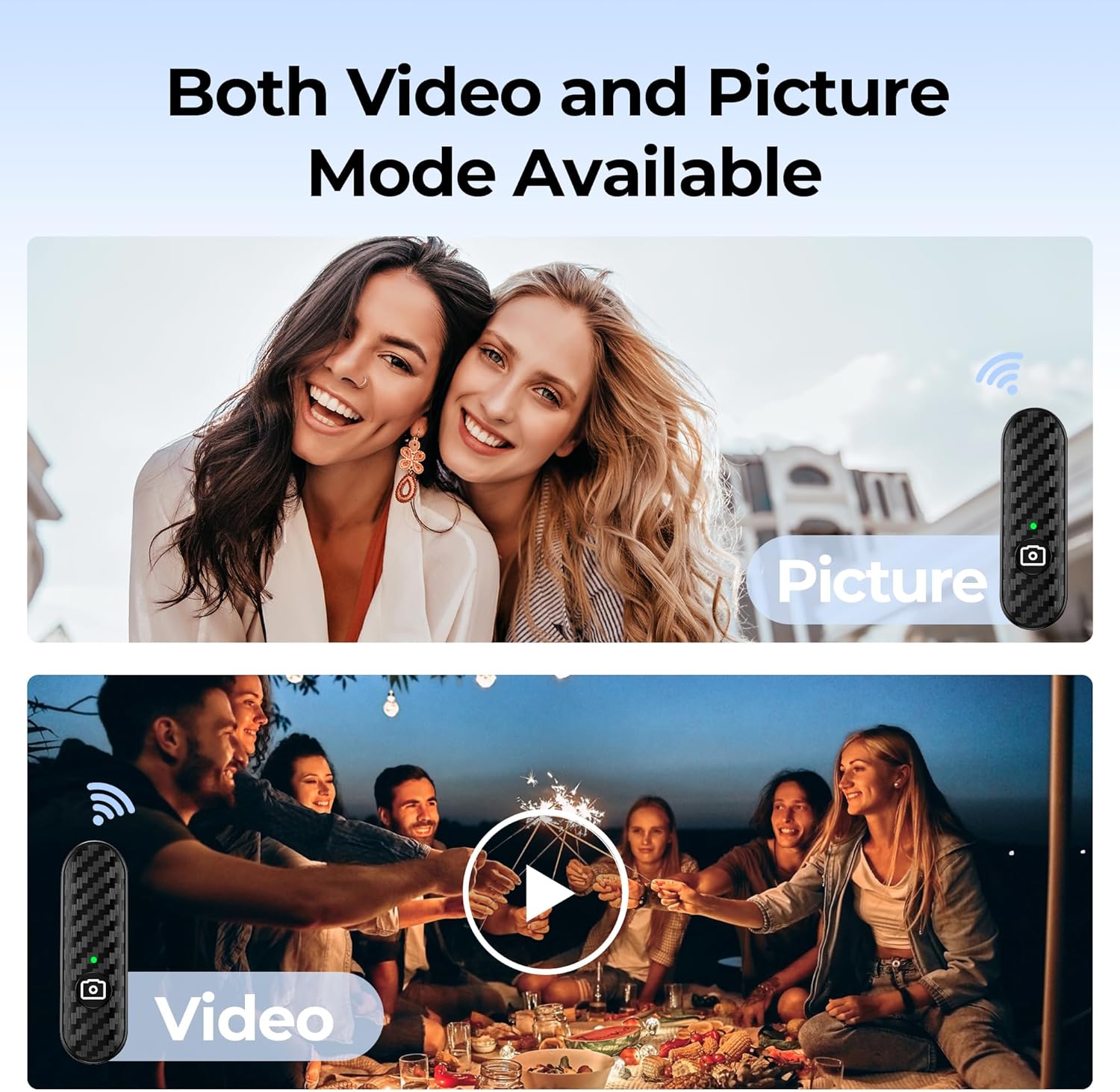 ATUMTEK Bluetooth Remote Shutter, Carbon Fiber Design, Rechargeable Camera Remote Control for iOS & Android Smartphones, Compact and Portable, with Type-C Charging, 10m Remote Range, Bluetooth 5.0