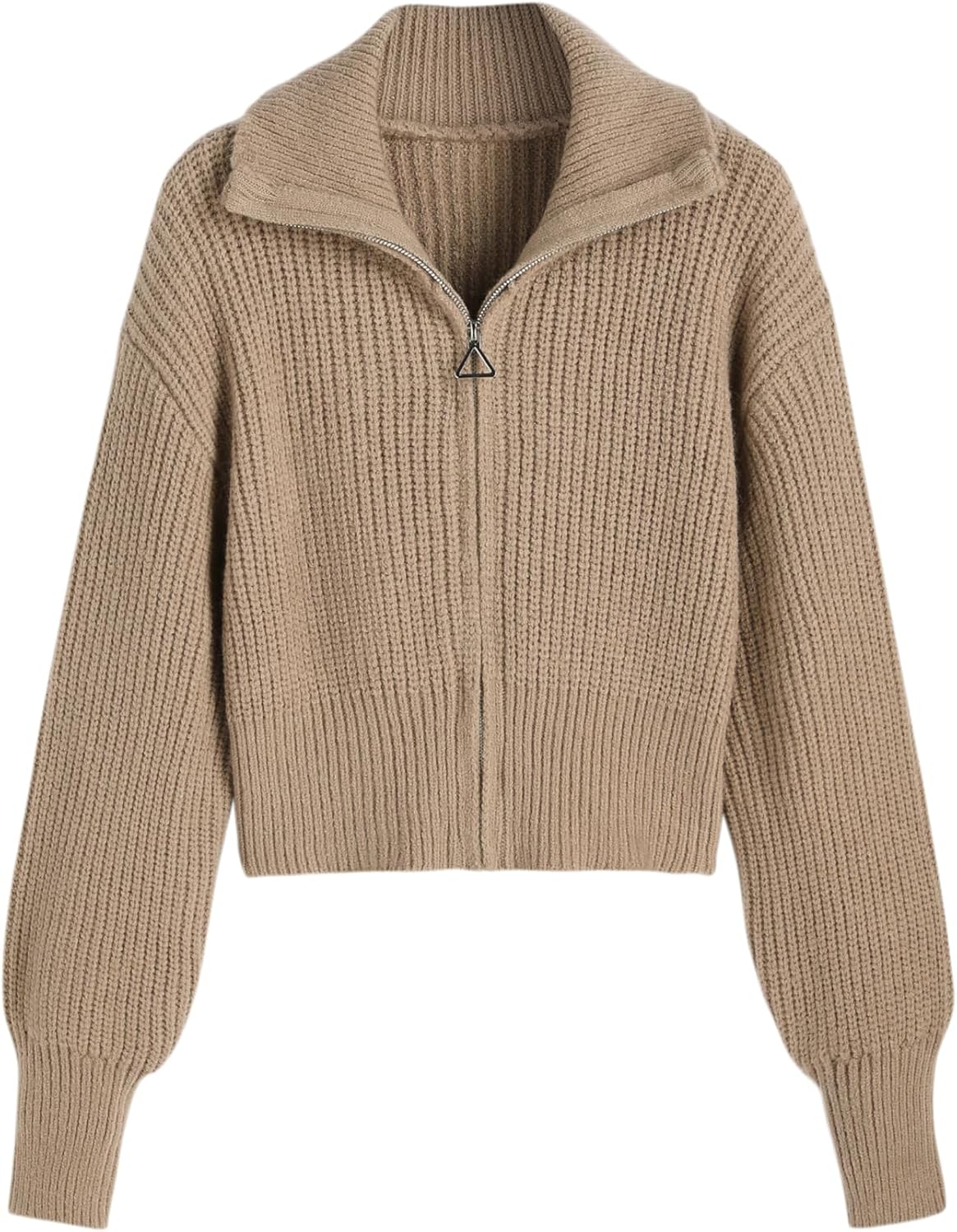 CIDER Zip Up Cardigans for Women Fall Trendy Long Sleeve Chunky Cardigan Knit Open Front Collared Zipper Cardigan