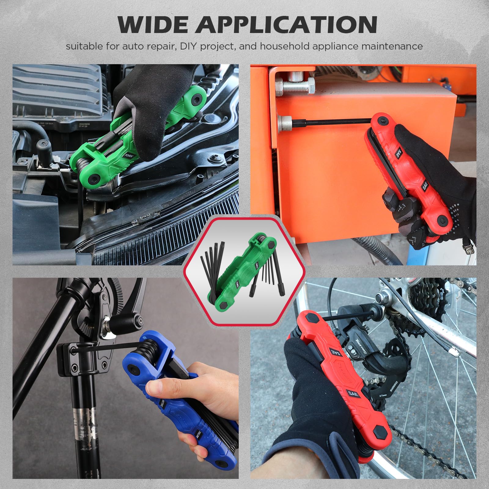 SEDY 32-Piece Hex Key Wrench Set, Metric and SAE Allen Wrenches (0.028-3/8 inch, 0.7-10 mm) L Shape Allen Keys, Chrome Vanadium Steelwith 2x Extension Handle