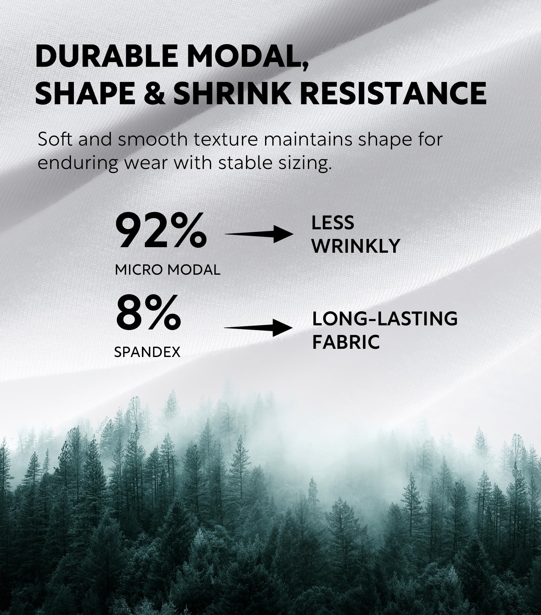 DAVID ARCHY Men's Undershirts Micro Modal Ultra Soft T-Shirts Stretch Moisture-Wicking Crewneck/V-Neck Tees for Men, 3-Pack