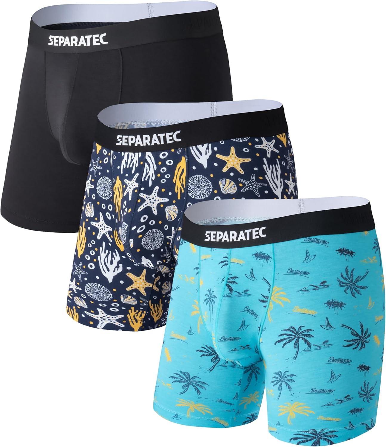 Separatec Mens Underwear with Pouch Moisture Wicking Dual Pouch Boxer Briefs Rayon From Bamboo Underwear Men, Halloween Theme