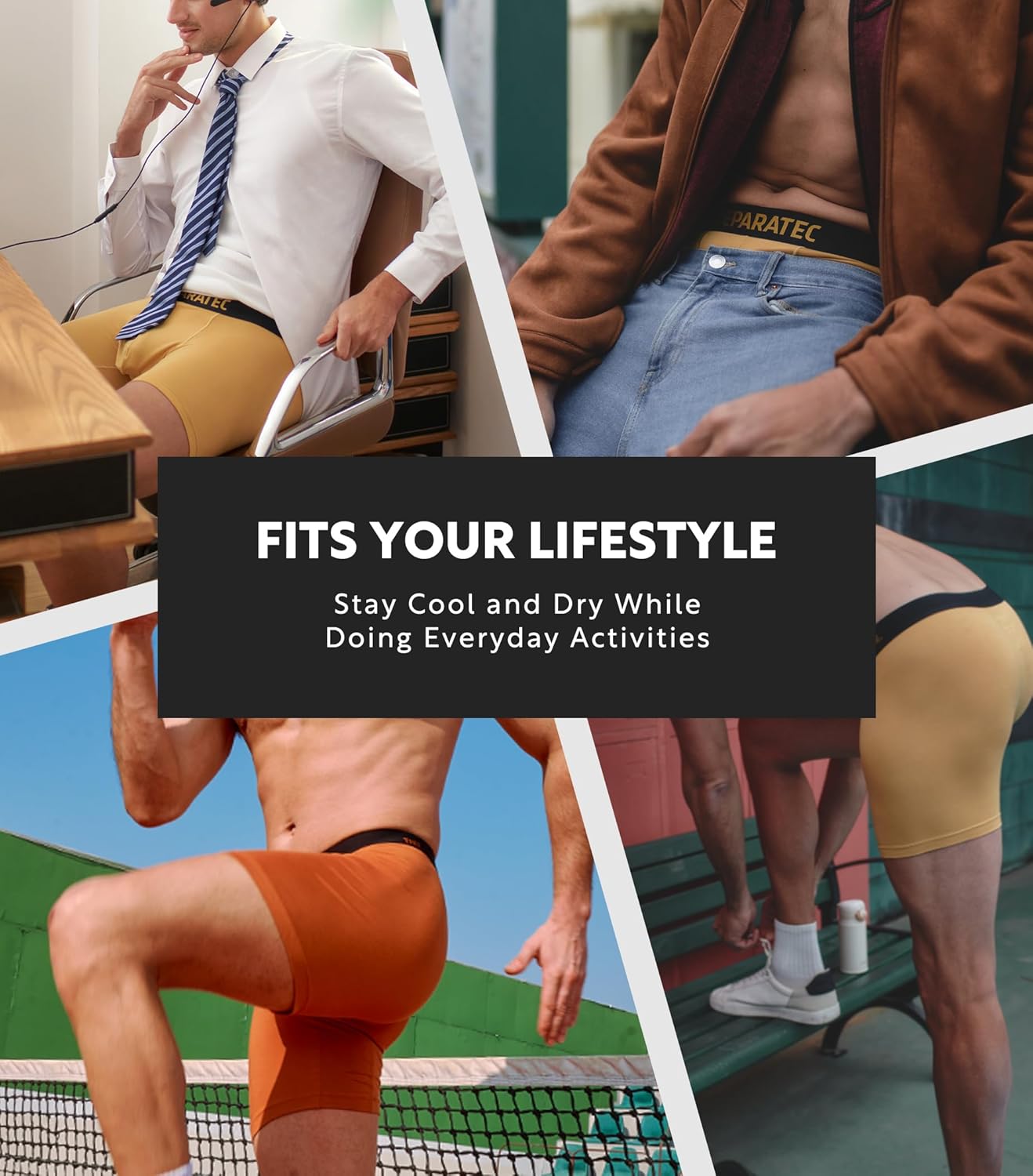 Separatec Dual Pouch Mens Underwear Breathable Cooling Rayon Made from Bamboo Underwear Men, Boxer Briefs and Trunks 7 Pack