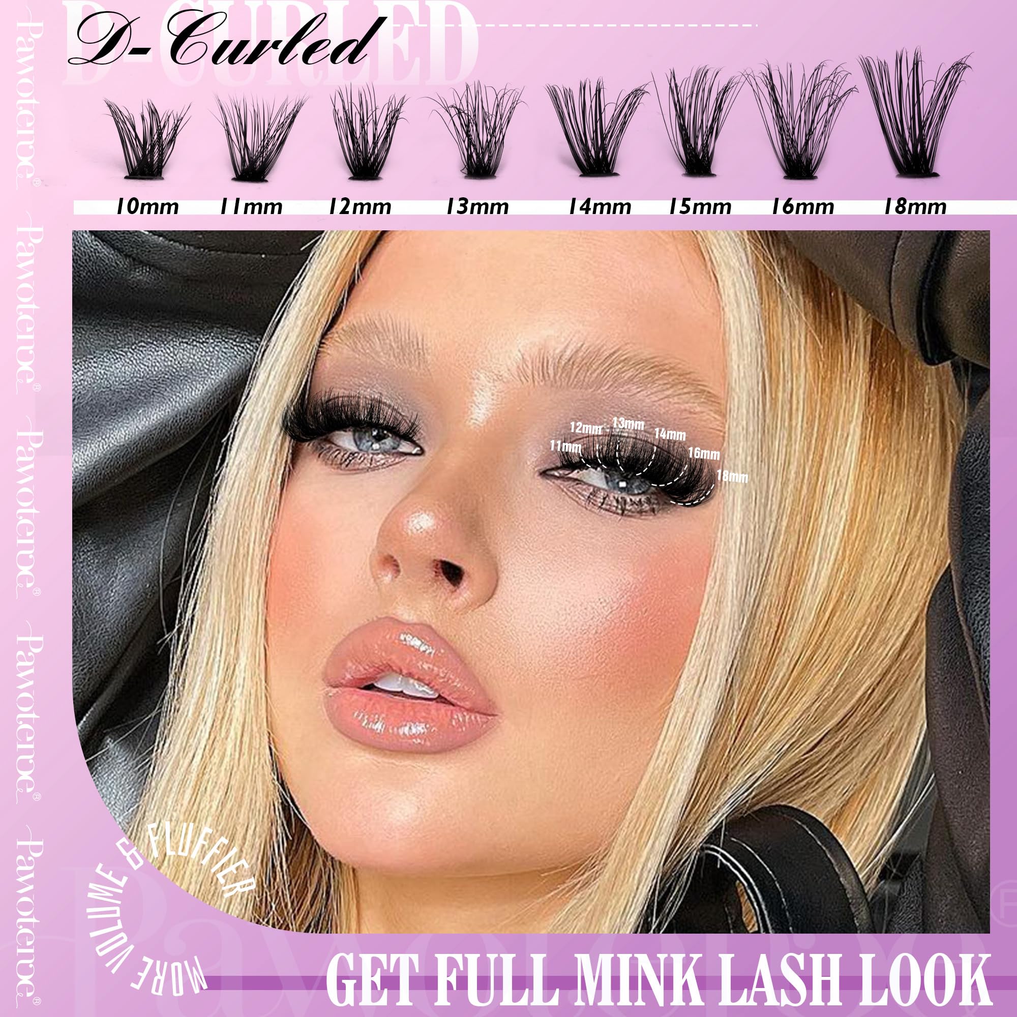 Pawotence Lash Extension Kit DIY 280pcs Lash Clusters Eyelash Extension Kit, 9-16mm 30D 40D Individual Lashes Kit with Lash Bond and Seal, Lash Tweezers for Self Use (30D&40D, 0.07D, 9-16mm, Kit)