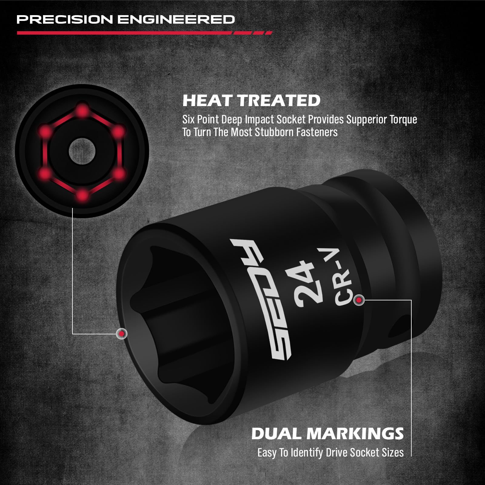 29-Piece 1/2" Drive Impact Socket Set, SAE (3/8 to 1 inch) and Metric (10-24mm) Sizes with Extension Bars Standard Deep Socket Set CR-V Material High Durability Impact Wrench