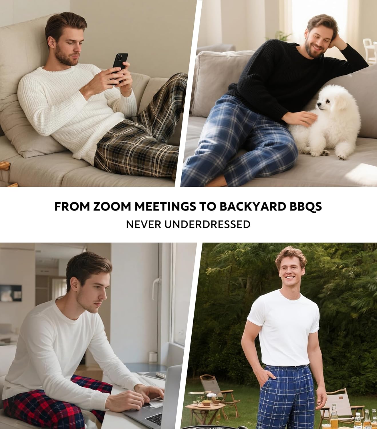 DAVID ARCHY Men's Flannel Pajama Pants, Soft & Cozy Cotton Pajama Pants, Lightweight Plaid Pants for Men with Pockets 2-Pack