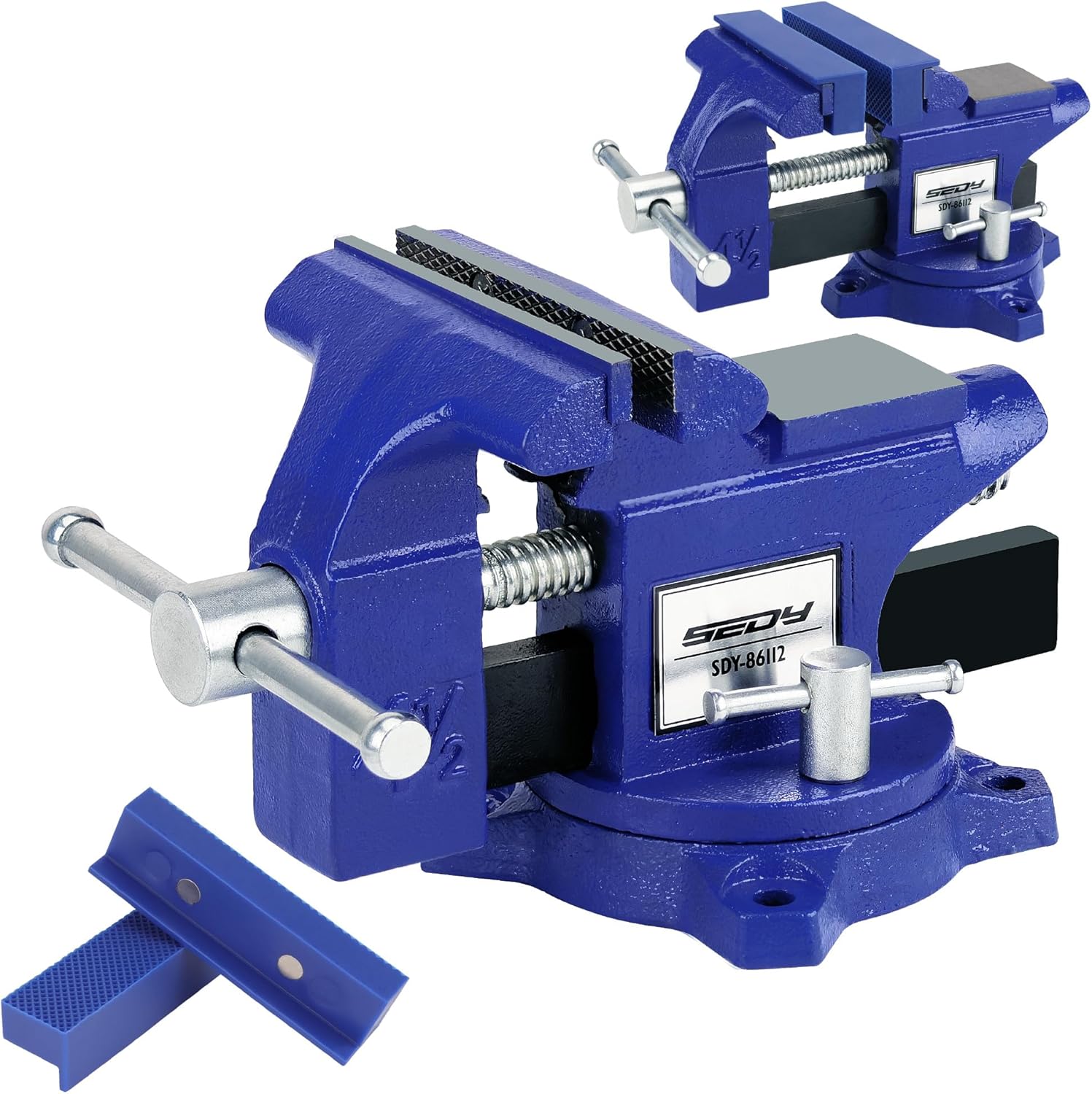 Heavy Duty Bench Vise 4.5 Inch: Table Clamp Woodworking Vice Press Drill Tools Workbench Wood Metal Pipe Work Shop Block Swivel Slide Cross Welding Machine Kit Milling Grip Precision Magnetic Jaw Pad
