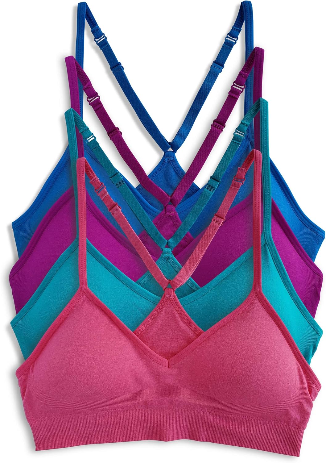 Kalon Women’s 4 Pack Racerback Sports Bralette Seamless Wireless Comfort Bra