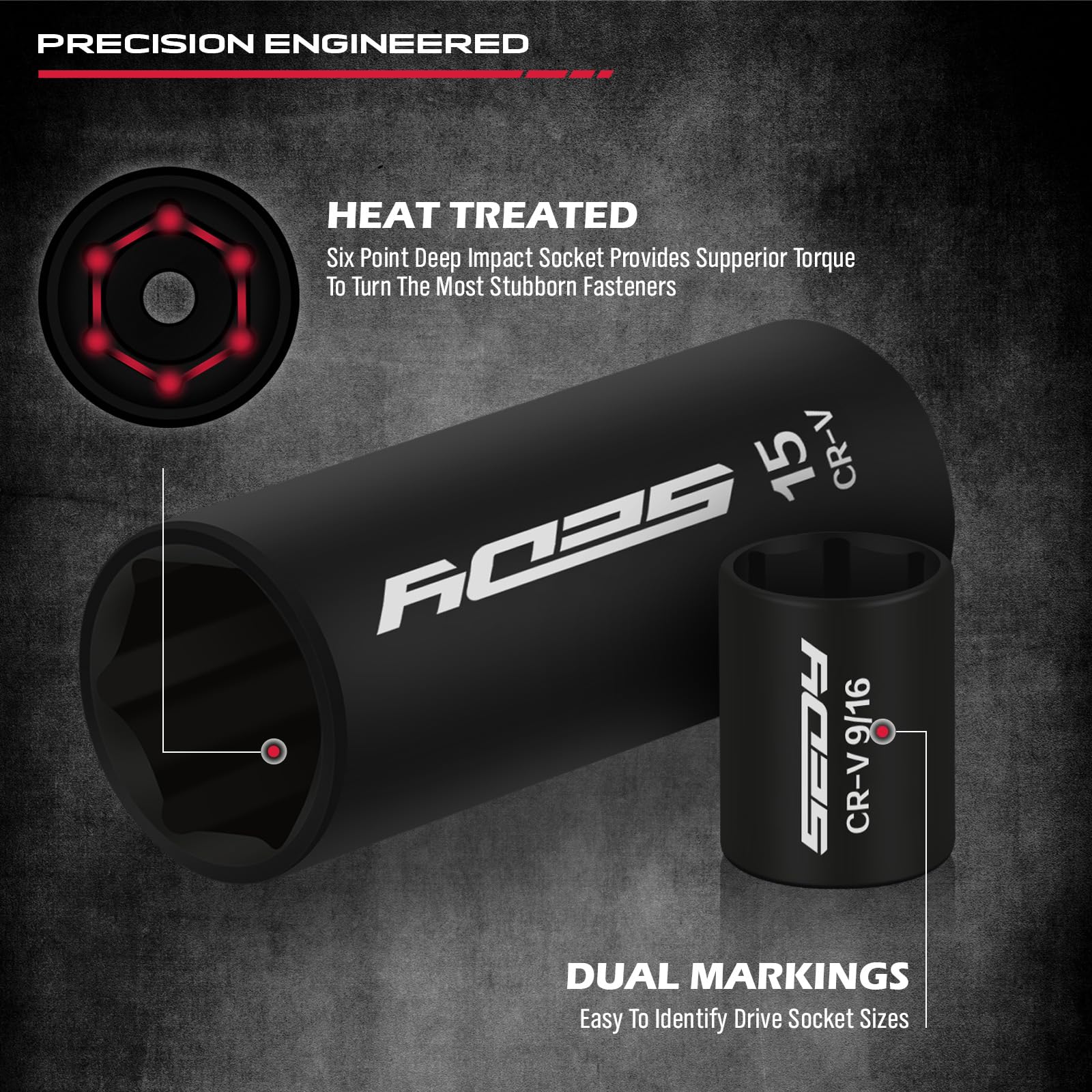 29-Piece 1/2" Drive Impact Socket Set, SAE (3/8 to 1 inch) and Metric (10-24mm) Sizes with Extension Bars Standard Deep Socket Set CR-V Material High Durability Impact Wrench