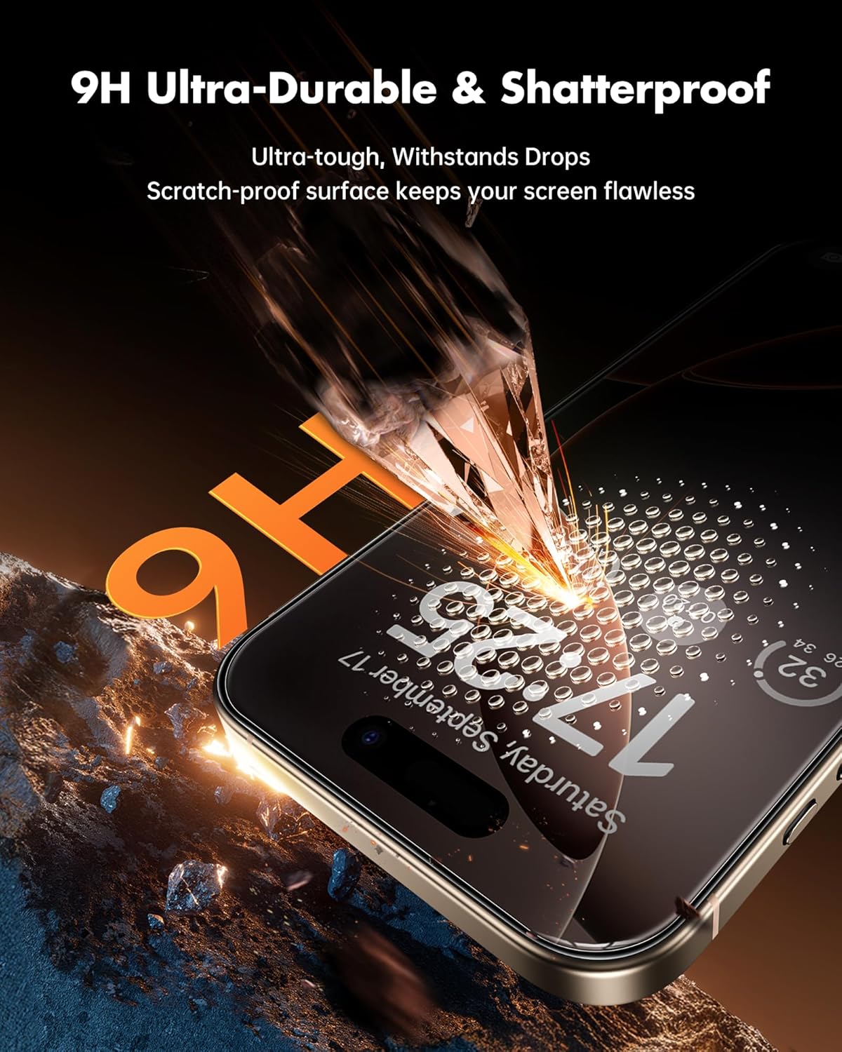 UNBREAKcable Privacy Screen Protector for iPhone 16 Pro, [3 Pack] Shatterproof Tempered Glass [25°Anti-spy][Easy Installation Frame][99.99% HD Clear][9H Hardness] [Anti-Fingerprint] for iPhone 6.3"