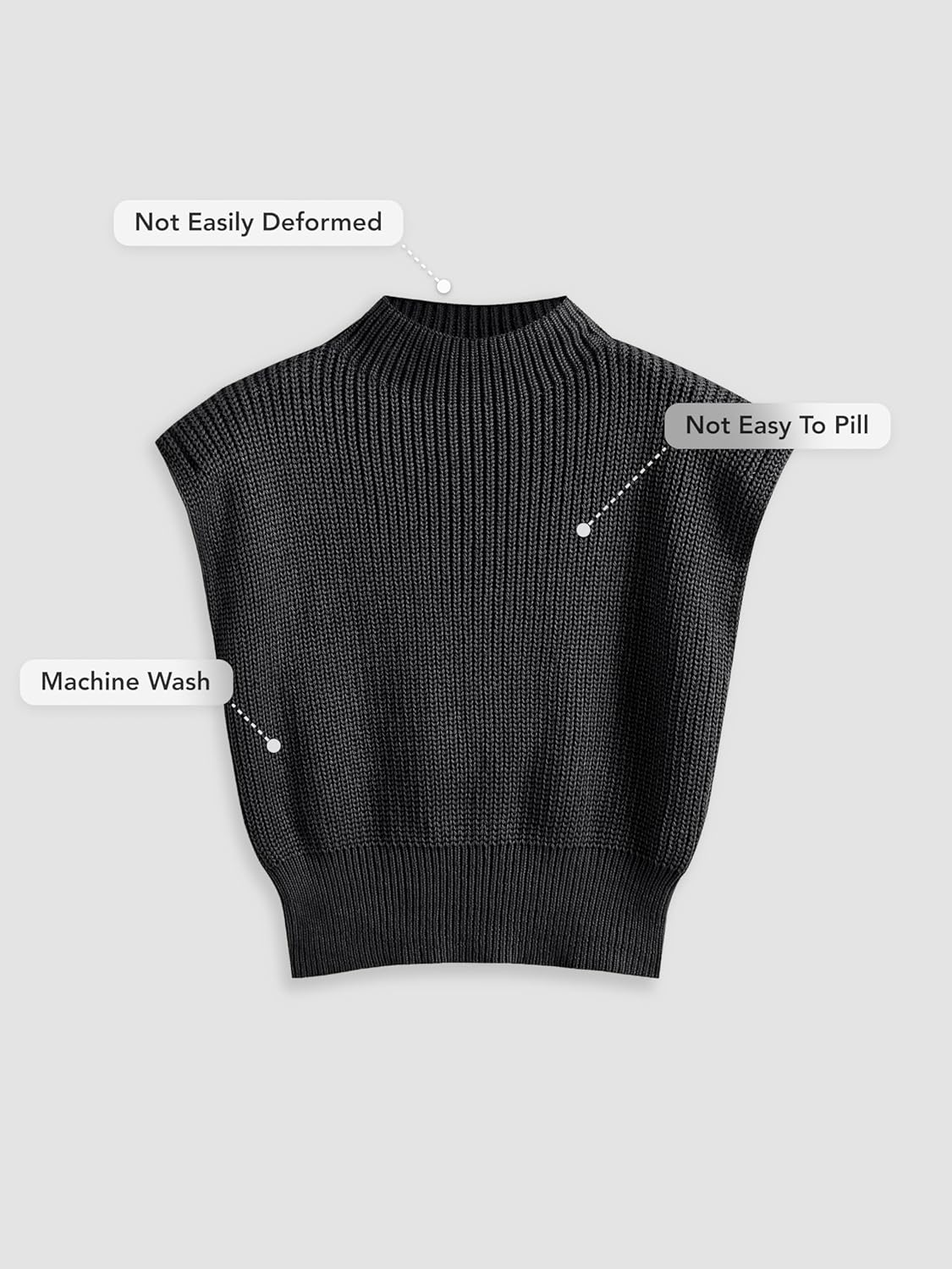 CIDER Women's Mock Neck Sleeveless Sweater Tops Cap Sleeve Sweater Vests Tank Tops