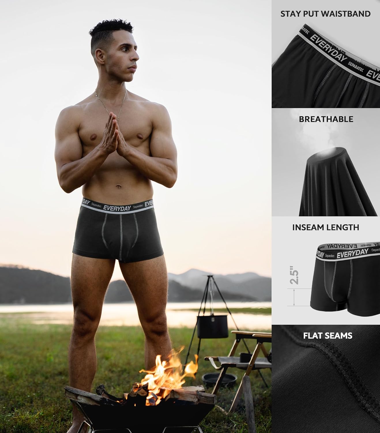 Separatec Cotton Dual Pouch Men's Underwear Comfortable Soft Breathable Everyday Boxer Briefs for men 7 Pack