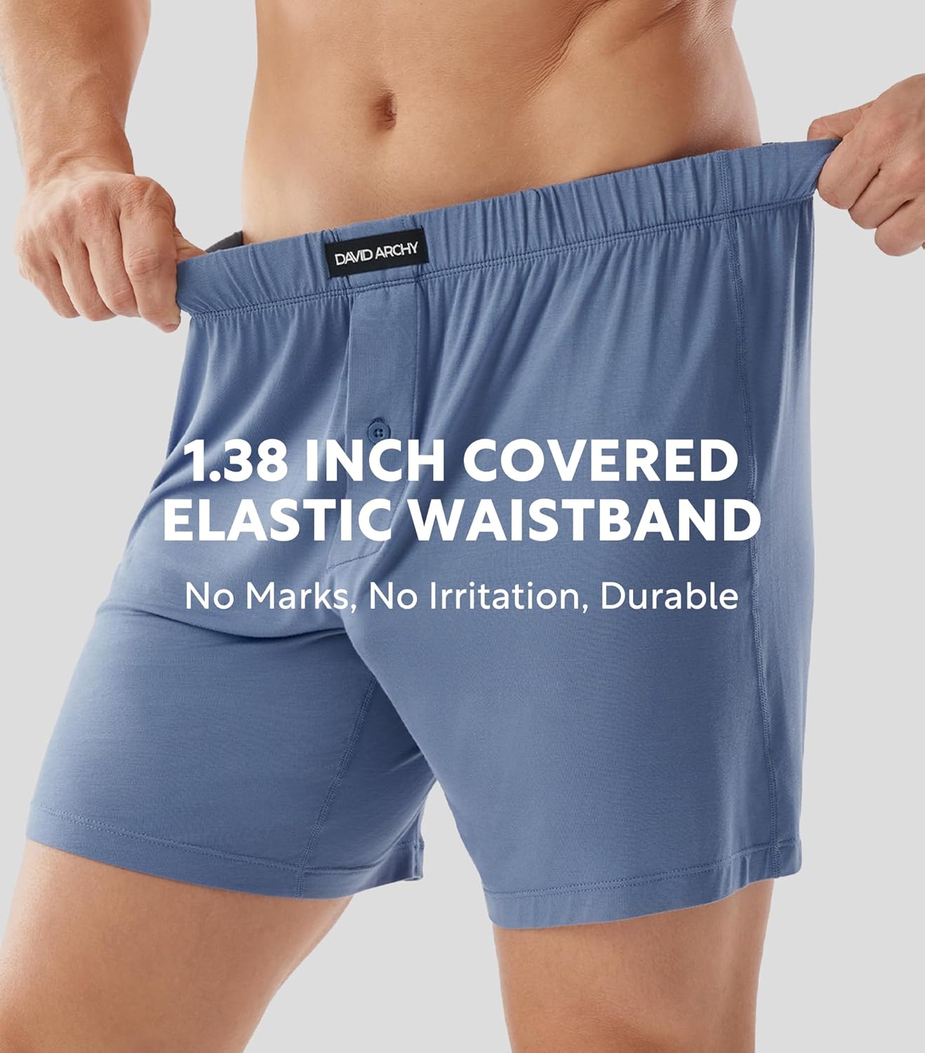 DAVID ARCHY Mens Boxer Shorts Breathable Soft Rayon Made from Bamboo Boxers for Men Loose Fit Mens Underwear 3 or 5 Pack