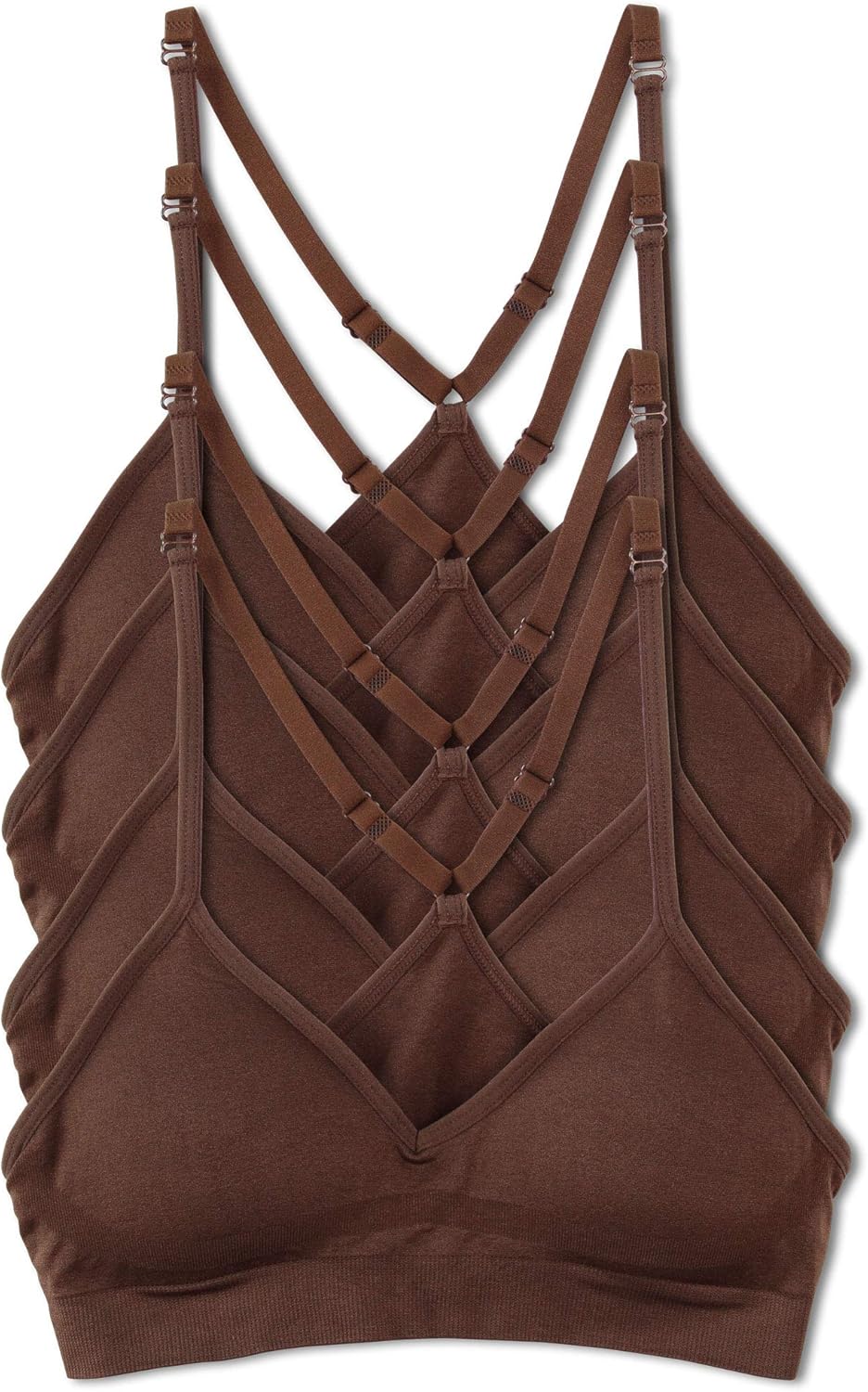 Kalon Women’s 4 Pack Racerback Sports Bralette Seamless Wireless Comfort Bra