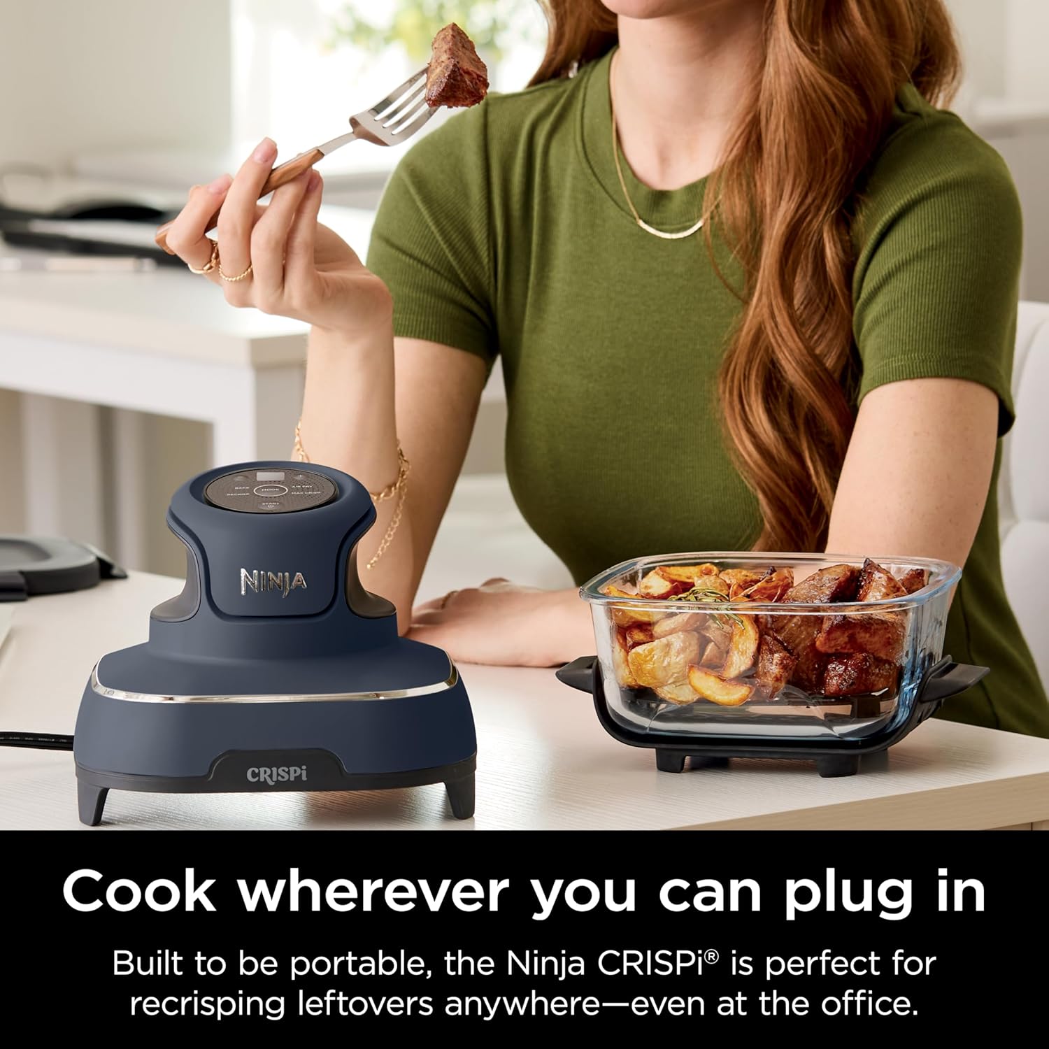 Ninja Crispi 4-in-1 Portable Glass Air Fryer Cooking System, 1500W, 4QT & 6-Cup TempWare Glass Containers with Storage Lids, Microwave, Freezer & Dishwasher Safe, Cyberspace Gray, FN101GY