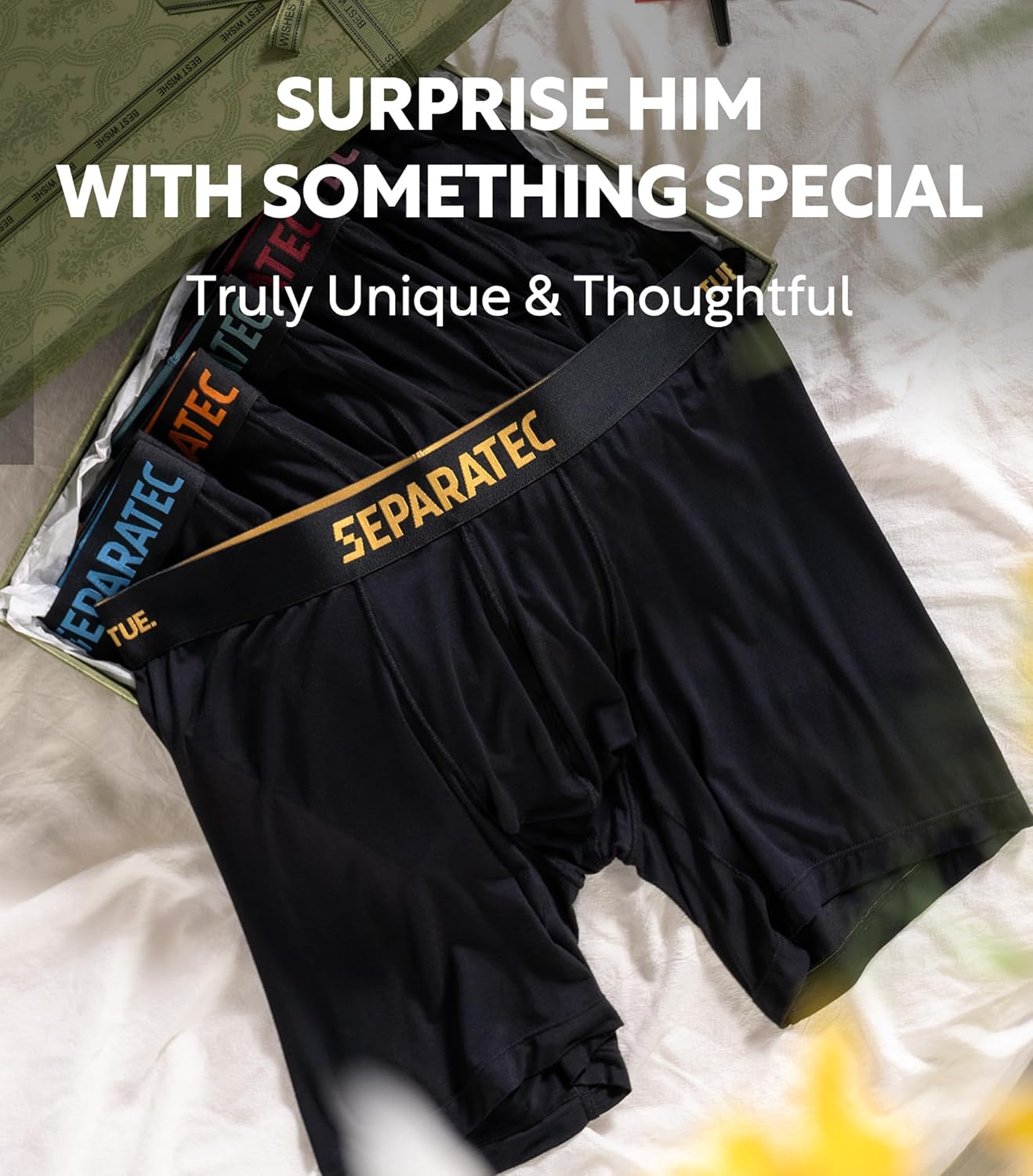 Separatec Dual Pouch Mens Underwear Breathable Cooling Rayon Made from Bamboo Underwear Men, Boxer Briefs and Trunks 7 Pack