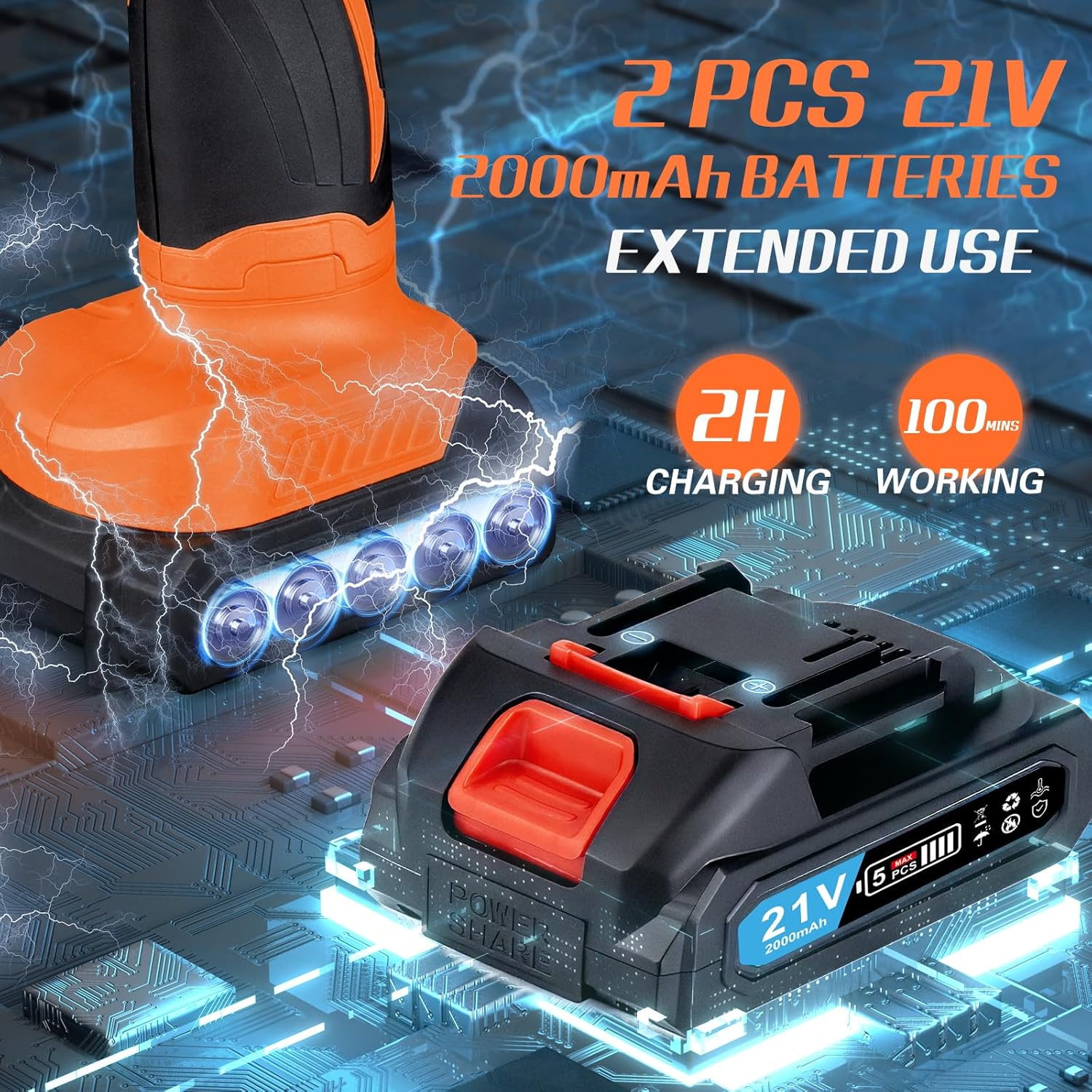 21V 2.0Ah Battery for Protmex 21V Cordless Car Polisher