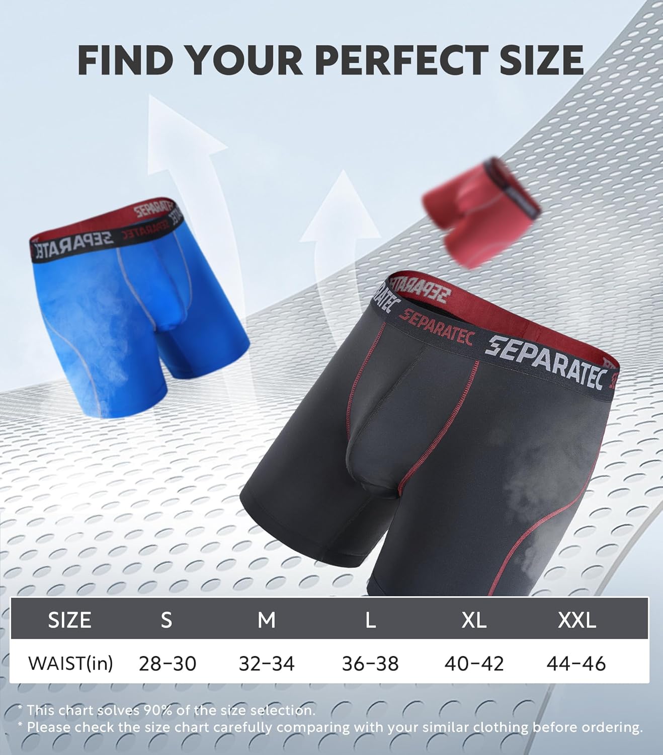 Separatec Mens Underwear with Pouch for balls Anti Chafing Underwear Men Athletic Sport Performance Long Boxer Briefs 3 Pack