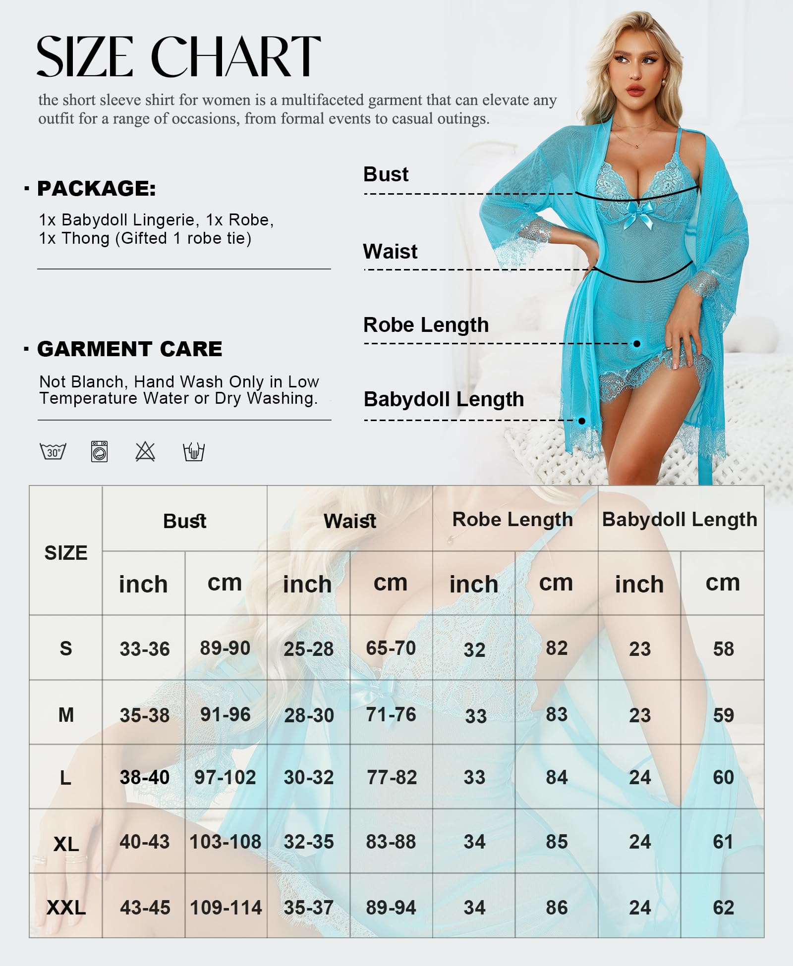 RSLOVE Women Sexy Lingerie Set 3 Piece Babydoll & Lace Kimono Robe Strap Chemise Mesh Nightgown Wine Red M