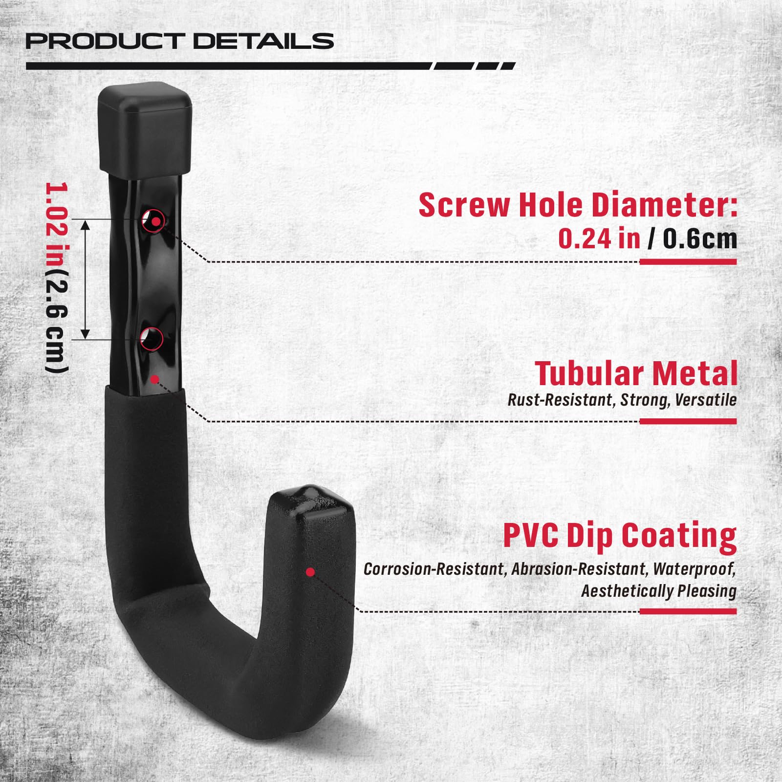 SEDY 6-Piece Heavy Duty Garage Storage Hooks, Wall Mount J Utility Hooks Holds 88 LB, Large Metal Utility, Garage Storage Ladders for Bikes, Garden Tools