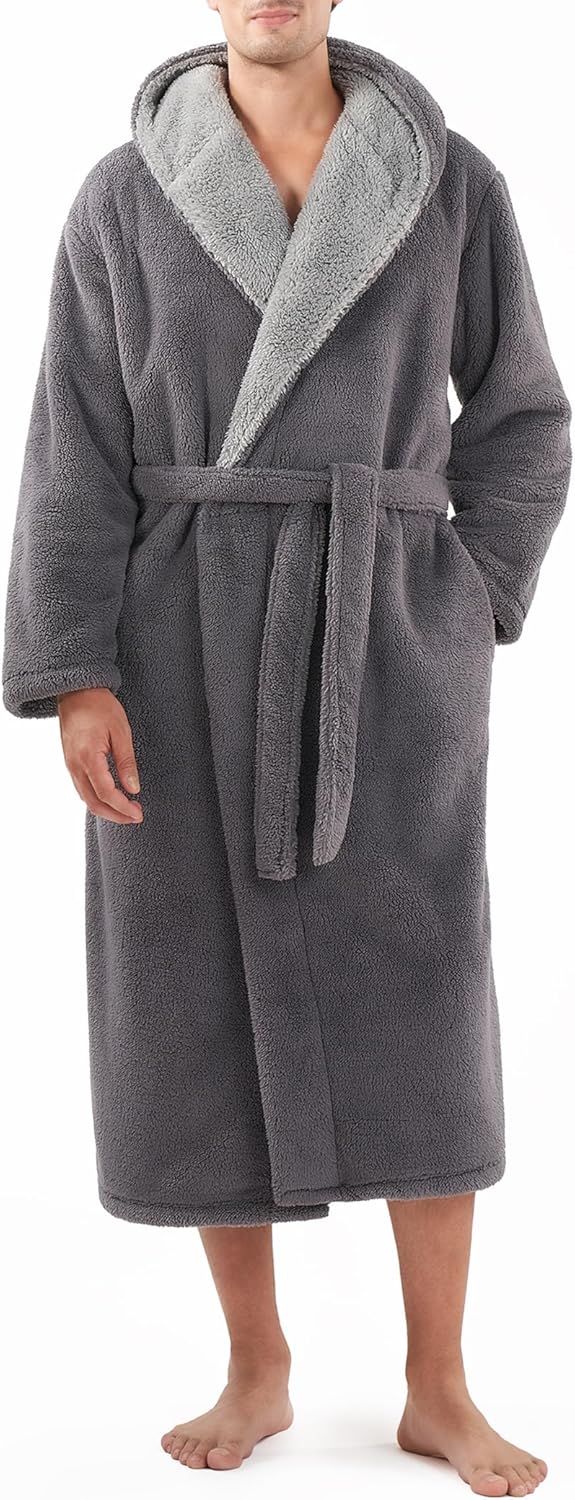 DAVID ARCHY Men's Soft Fleece Plush Robe Full Length Long Bathrobe