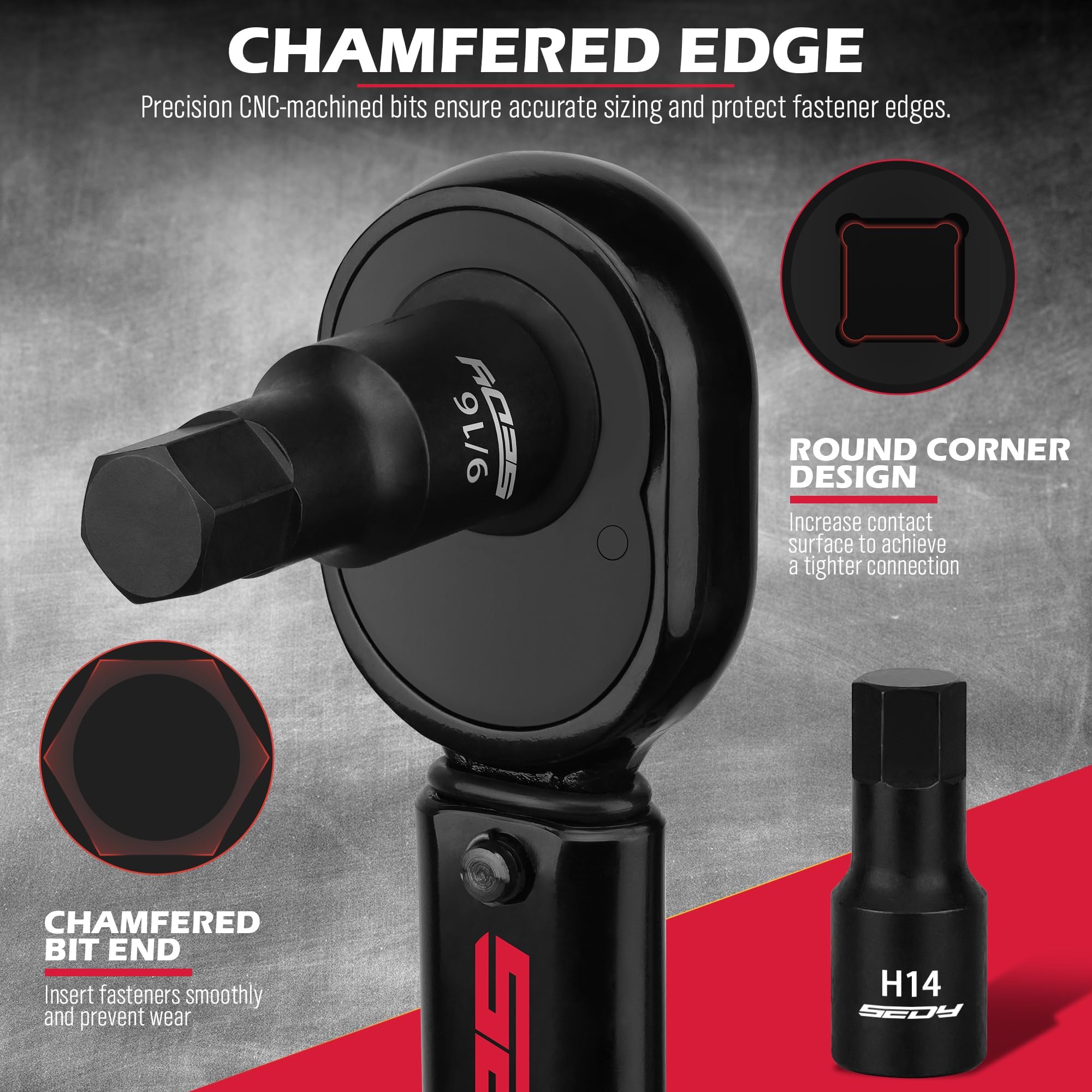 Hex Bit Impact Socket Set: 36-Piece with 4 Adapters, 1/4" 3/8" 1/2" Drive Master Allen Impact Socket Set, SAE and Metric, H5-H19 & 3/4"-5/64", Heavy Duty Storage Case, Automotive Mechanic