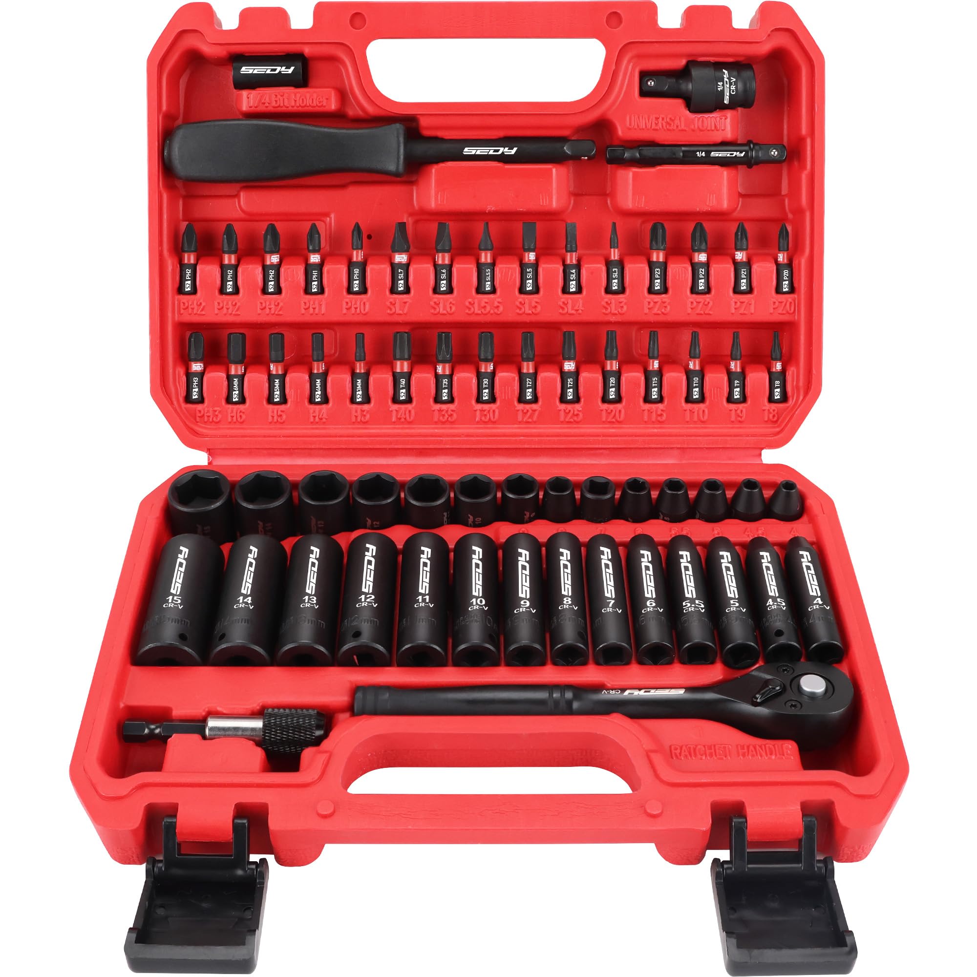 29-Piece 1/2" Drive Impact Socket Set, SAE (3/8 to 1 inch) and Metric (10-24mm) Sizes with Extension Bars Standard Deep Socket Set CR-V Material High Durability Impact Wrench