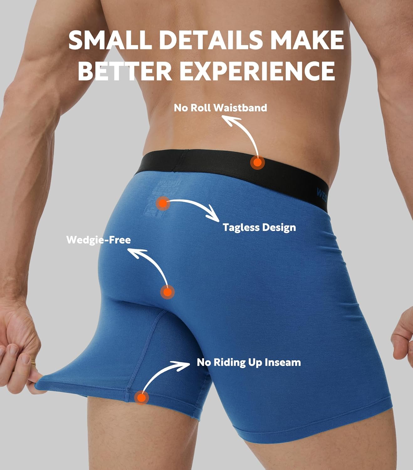 Separatec Dual Pouch Mens Underwear Breathable Cooling Rayon Made from Bamboo Underwear Men, Boxer Briefs and Trunks 7 Pack