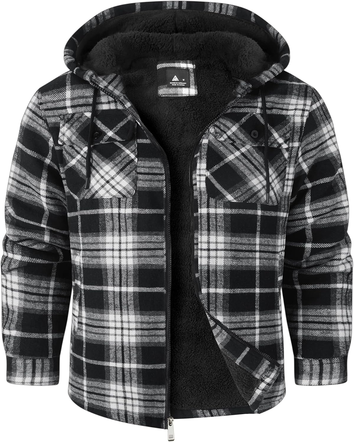 GEEK LIGHTING Men's Flannel Shirts Jacket Sherpa Lined Fleece Plaid Hoodie Long Sleeve Winter Warm Coat