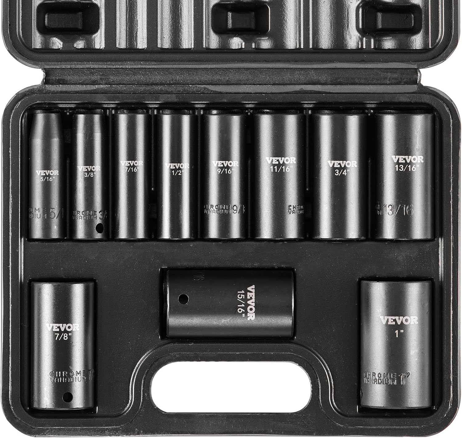 VEVOR Impact Socket Set 3/4 Inches 29 Piece Impact Sockets, 6-Point Sockets, Rugged Construction, CR-M0, 3/4 Inches Drive Socket Set Impact SAE 3/4 inch - 2-1/2 inch, with a Storage Cage